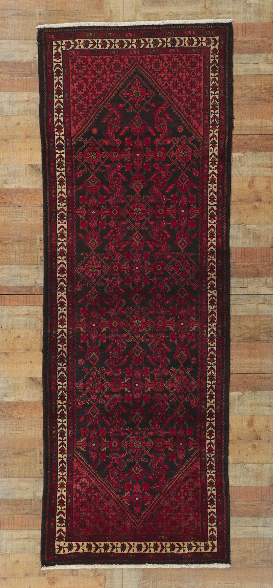 Vintage Persian Malayer Rug, Beguiling Charm Meets Dark & Moody For Sale 4