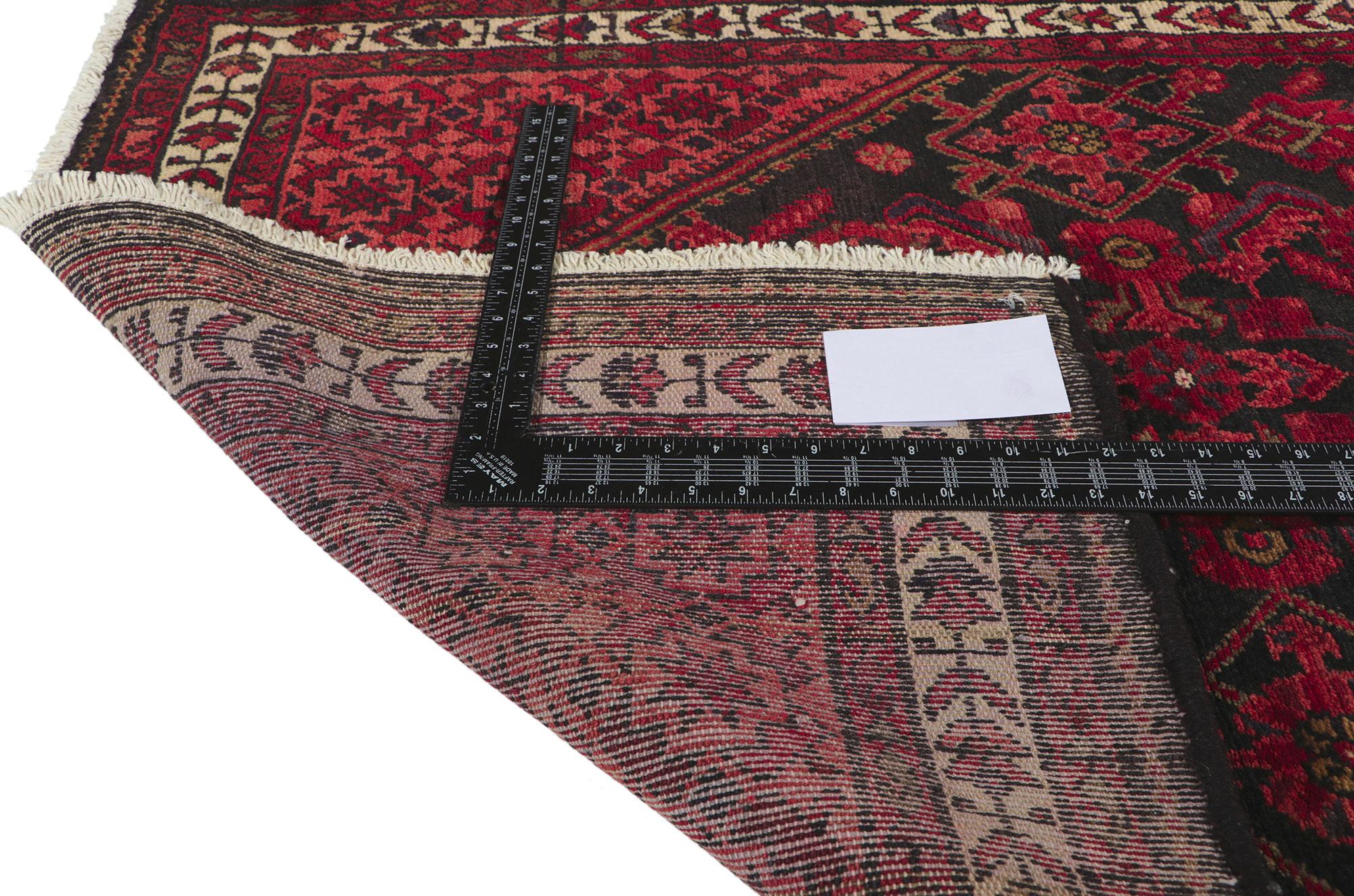 Vintage Persian Malayer Rug, Beguiling Charm Meets Dark & Moody For Sale 1