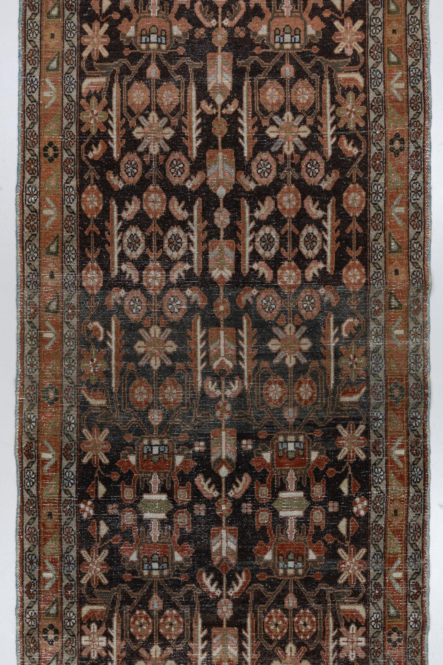 Exquisite 1920's Malayer runner with a deep field. Excellent vintage condition with a touch of wear that gives character and old world appeal. 


