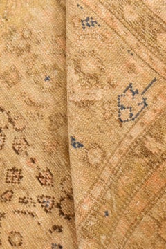 Vintage Persian Malayer Beige Handmade Wool Rug