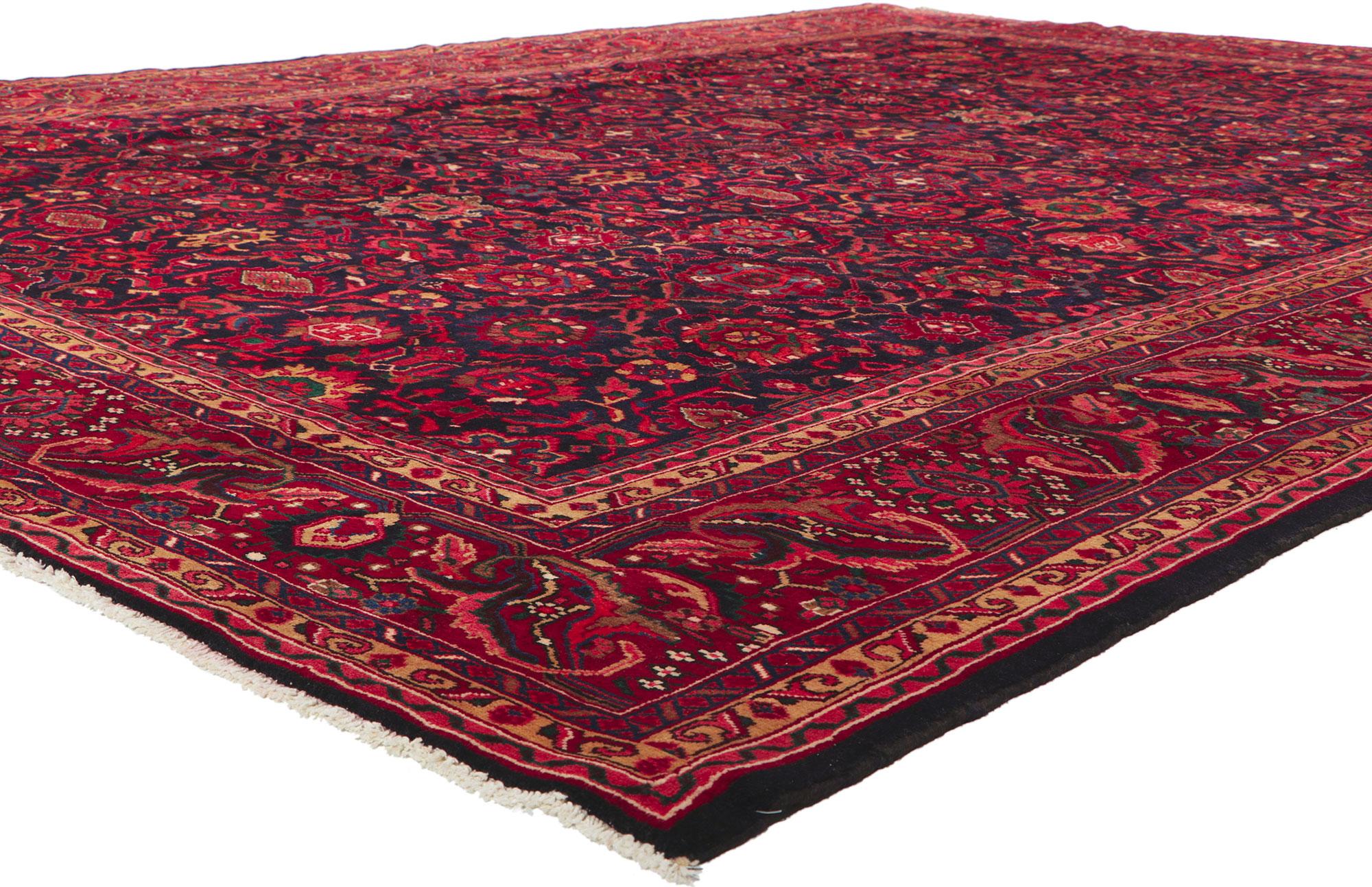 61101 Vintage Persian Malayer Rug, 10'01 x 13'06.

Embark on a journey through time and tradition with this meticulously hand-knotted wool masterpiece, a vintage Persian Malayer rug that exudes regal refinement and timeless beauty. Hailing from the
