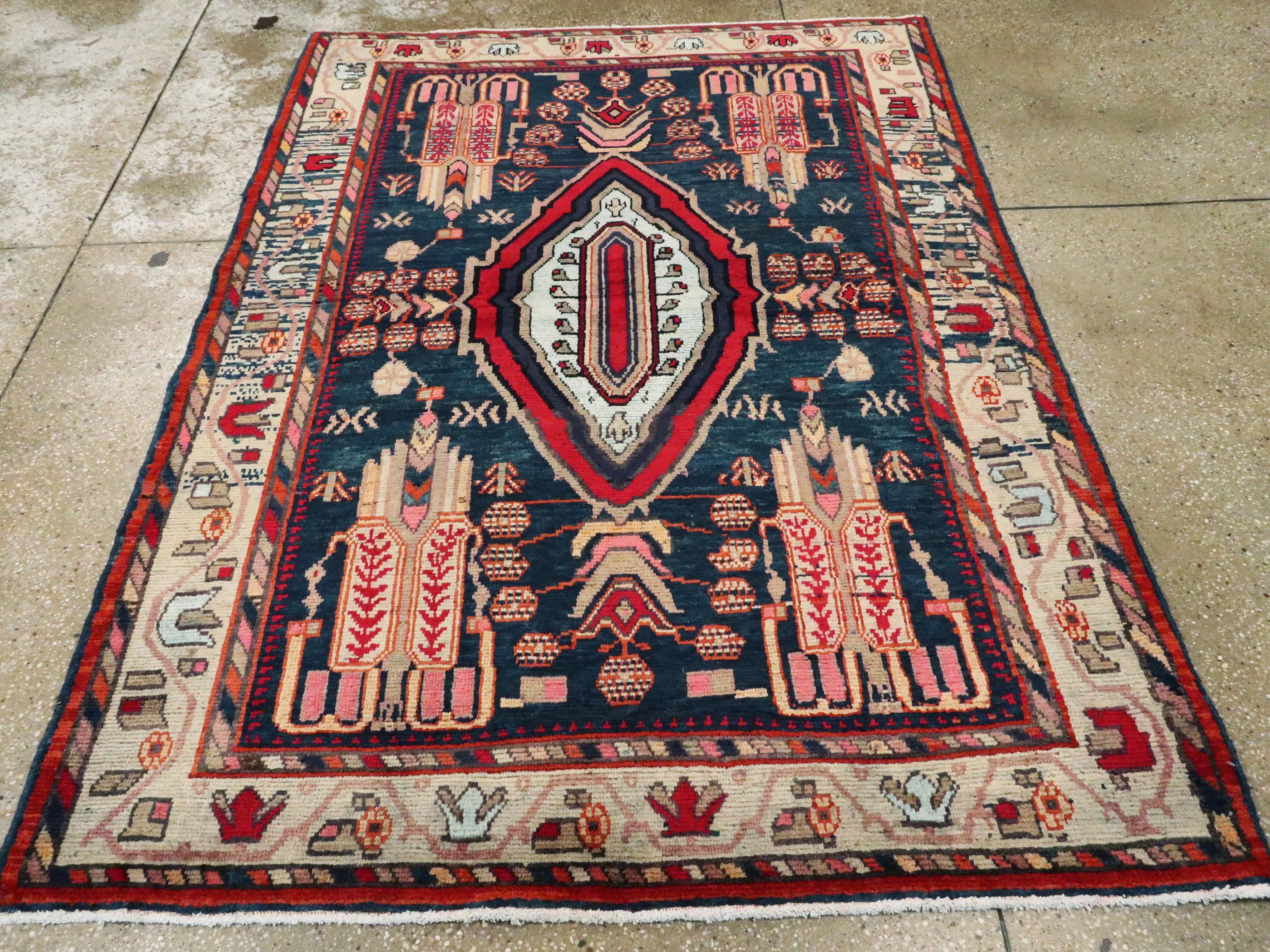 Vintage Persian Malayer Rug In Good Condition For Sale In New York, NY