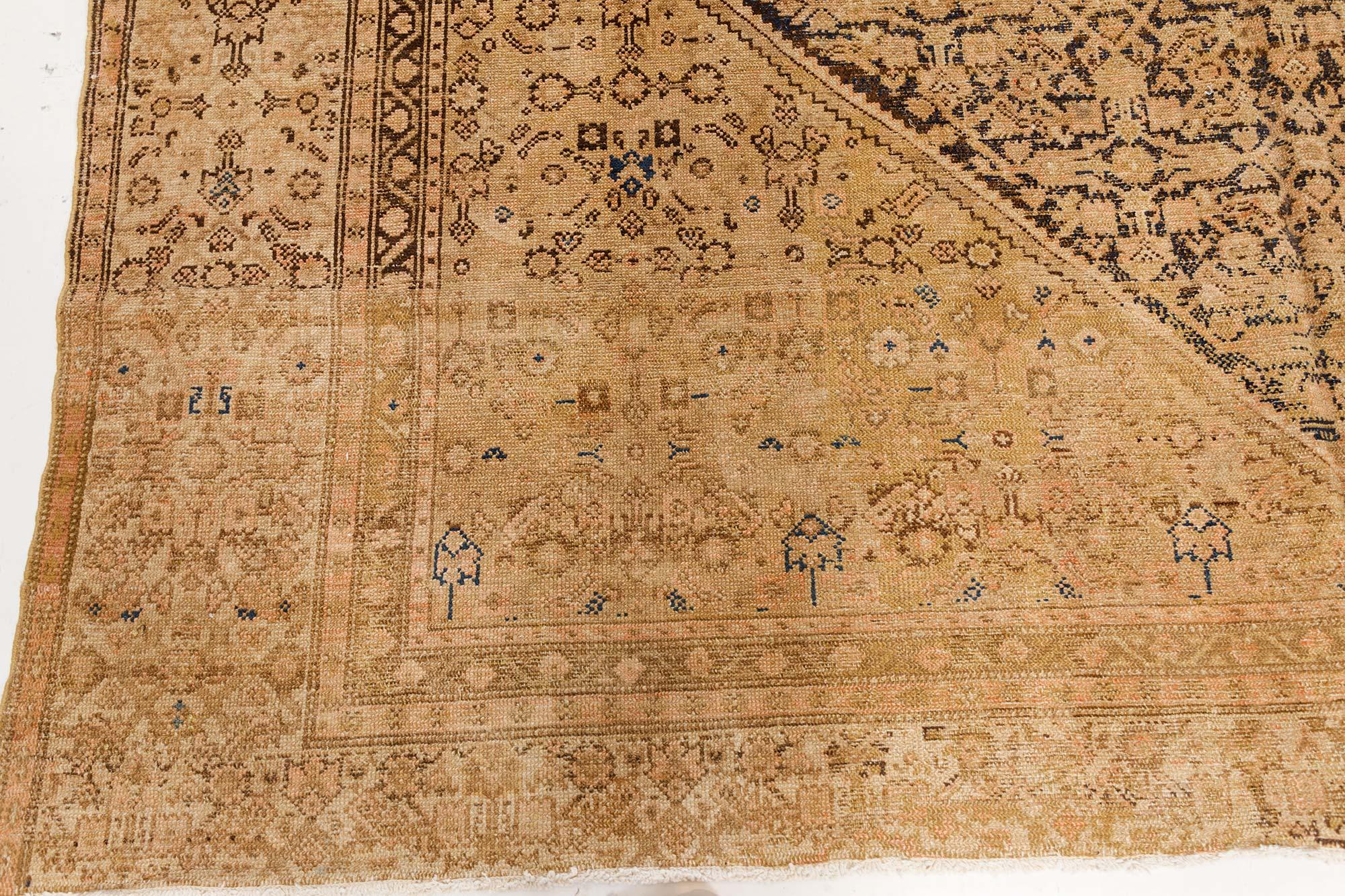 Vintage Persian Malayer Beige Handmade Wool Rug 3
