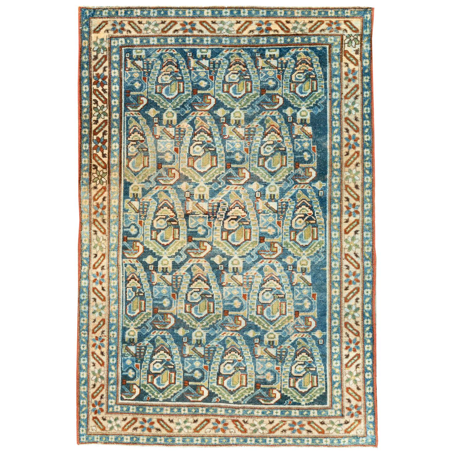 Vintage Persian Overdyed Blue Rug at 1stDibs