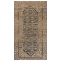 Vintage Persian Malayer Beige Handmade Wool Rug