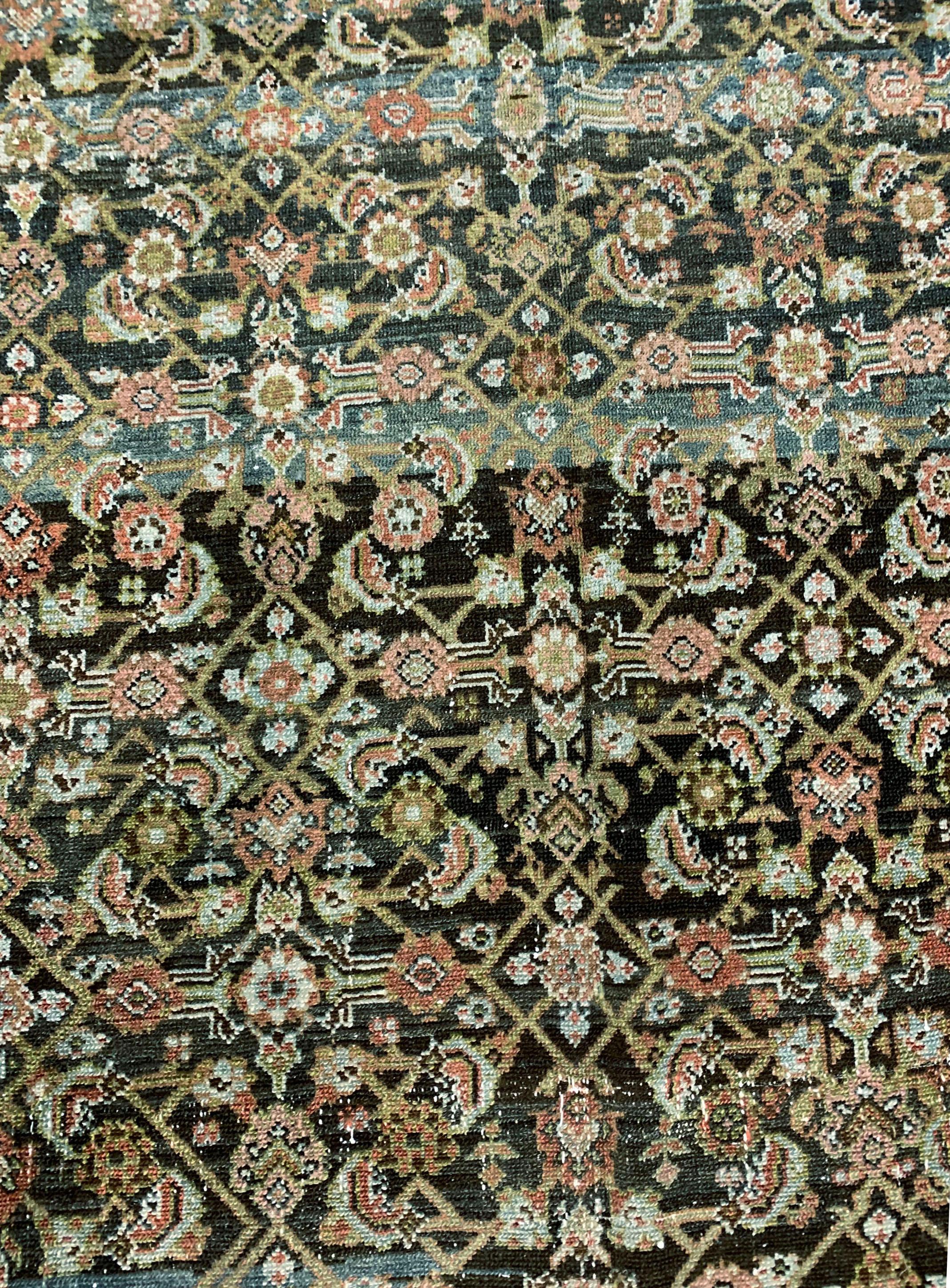 Antique Persian Malayer rug Runner 6'2 x 24'8. This Malayer is in a hard-to-find size and works so well as a runner or corridor rug. The floral detail in the field is truly a work of art and must have been woven by expert weavers to get such fine