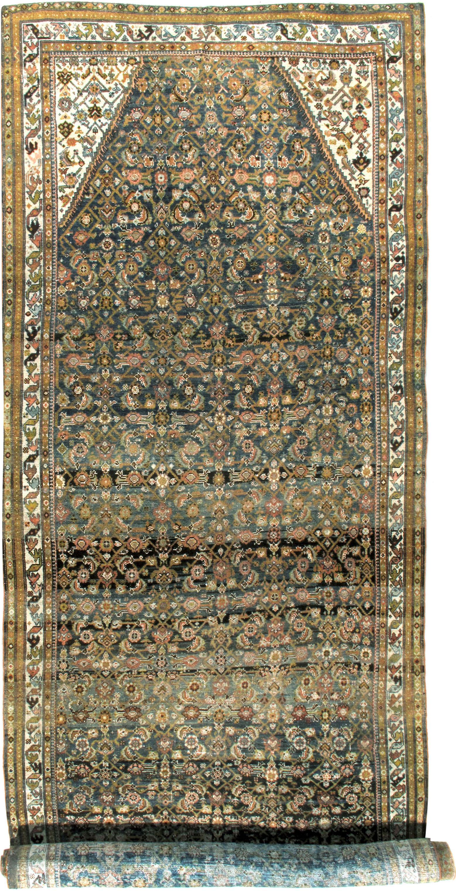 Hand-Knotted Antique Persian Malayer Rug Runner  6'2 x 24'8 For Sale
