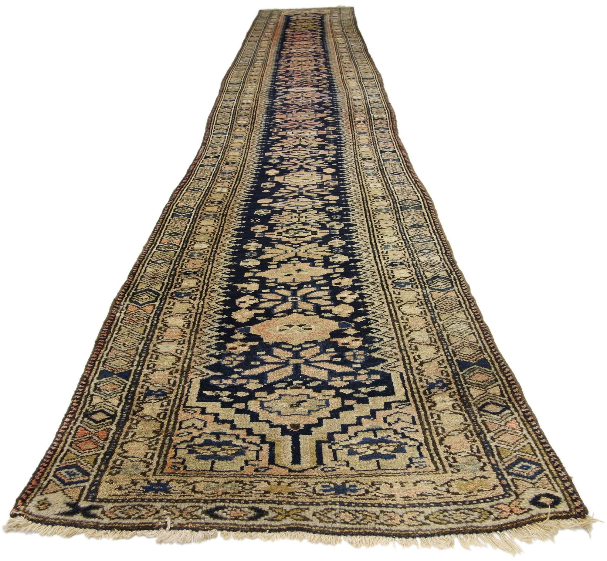 Antique Persian Malayer Rug Runner, Extra Long Hallway Runner For Sale 1