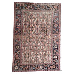 Antique Persian Malayer Rug with an All Over Pattern and Black Wool Border