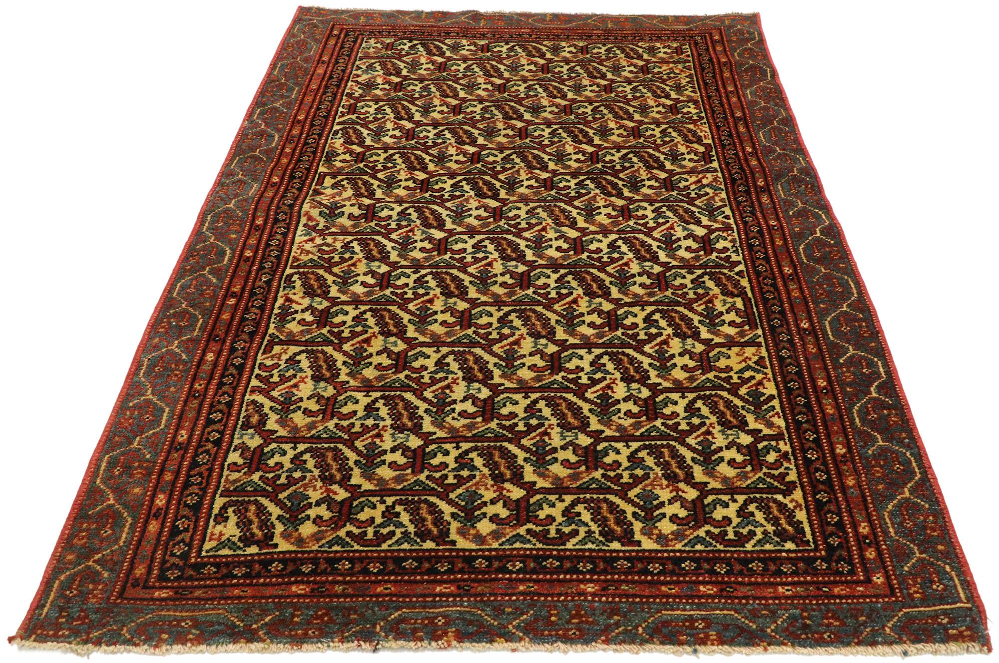 Modern Vintage Persian Malayer Rug with Boteh Design and Arts & Crafts Style For Sale