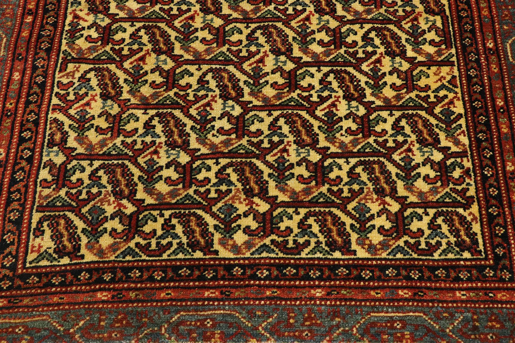 Hand-Knotted Vintage Persian Malayer Rug with Boteh Design and Arts & Crafts Style For Sale