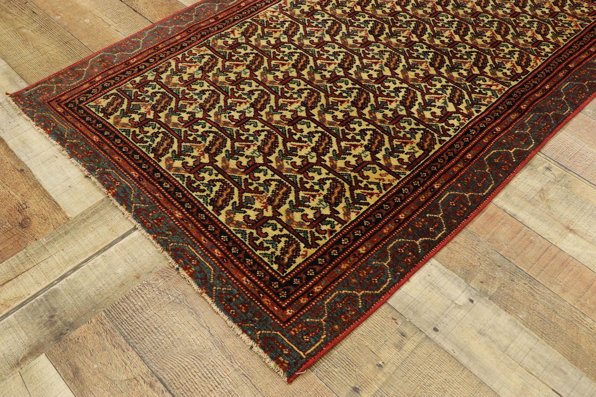 Wool Vintage Persian Malayer Rug with Boteh Design and Arts & Crafts Style For Sale