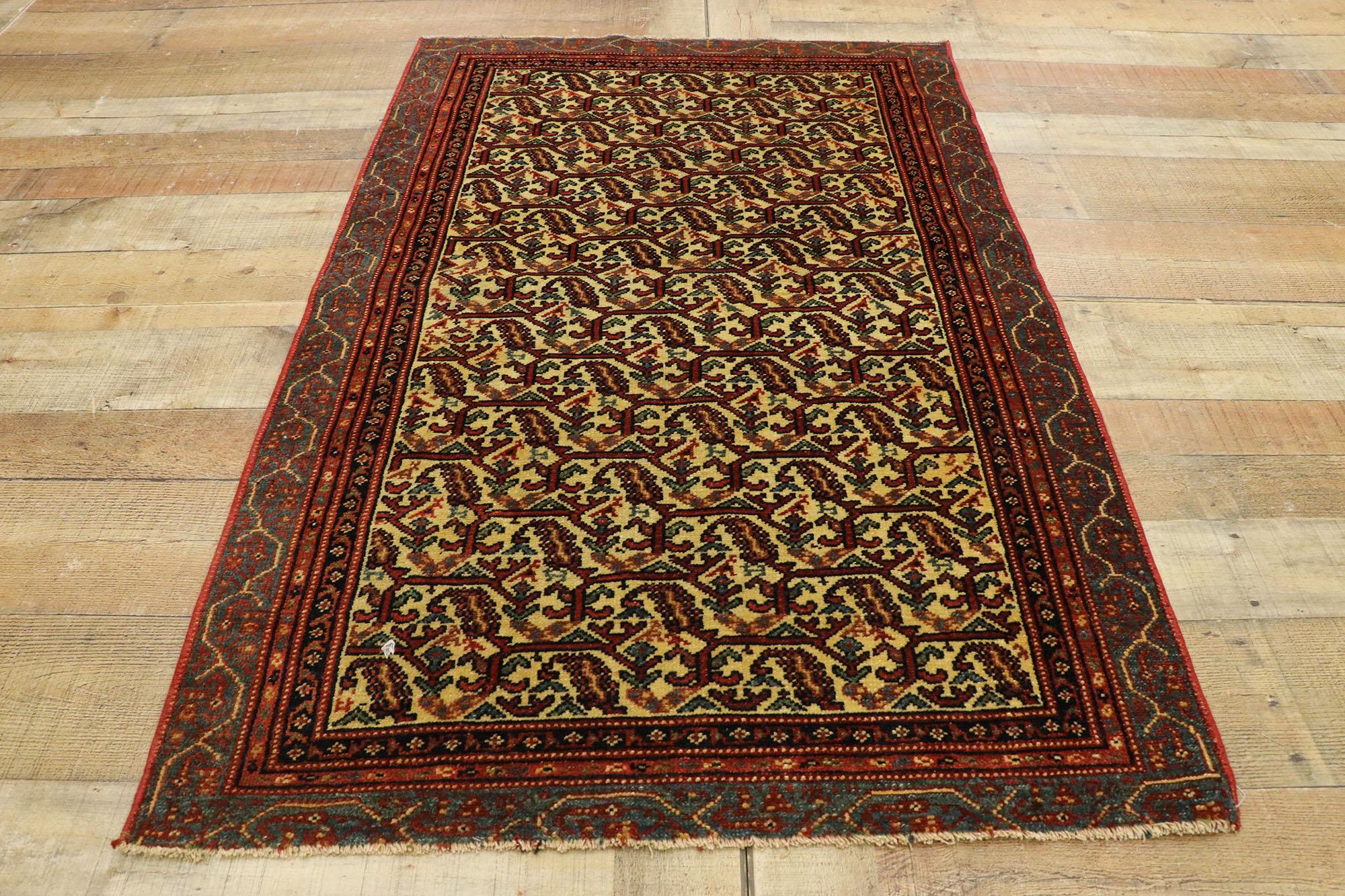 Vintage Persian Malayer Rug with Boteh Design and Arts & Crafts Style For Sale 1