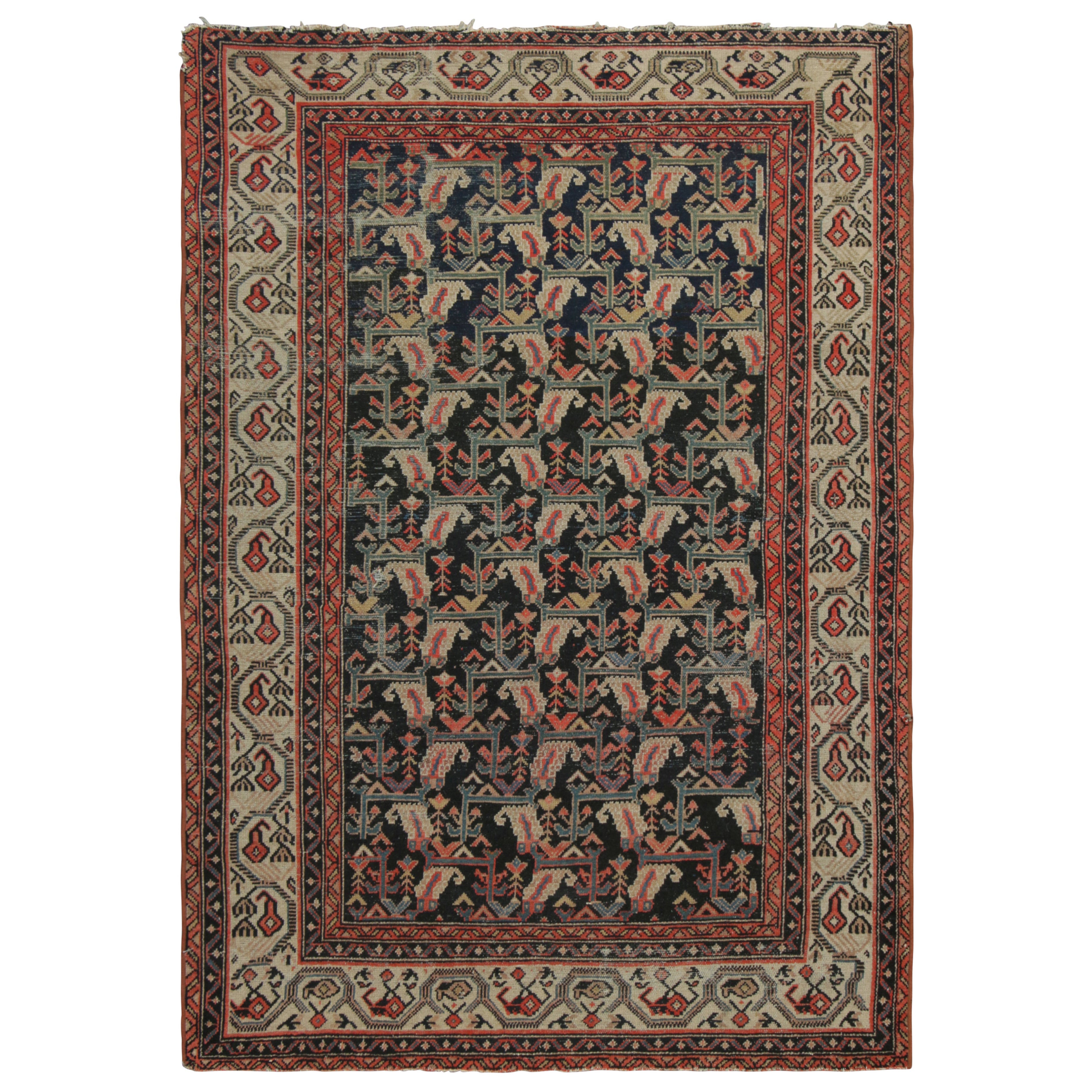 Vintage Persischer Malayer Teppich mit bunten, dichten Blumenmustern - Rug 
Kilim