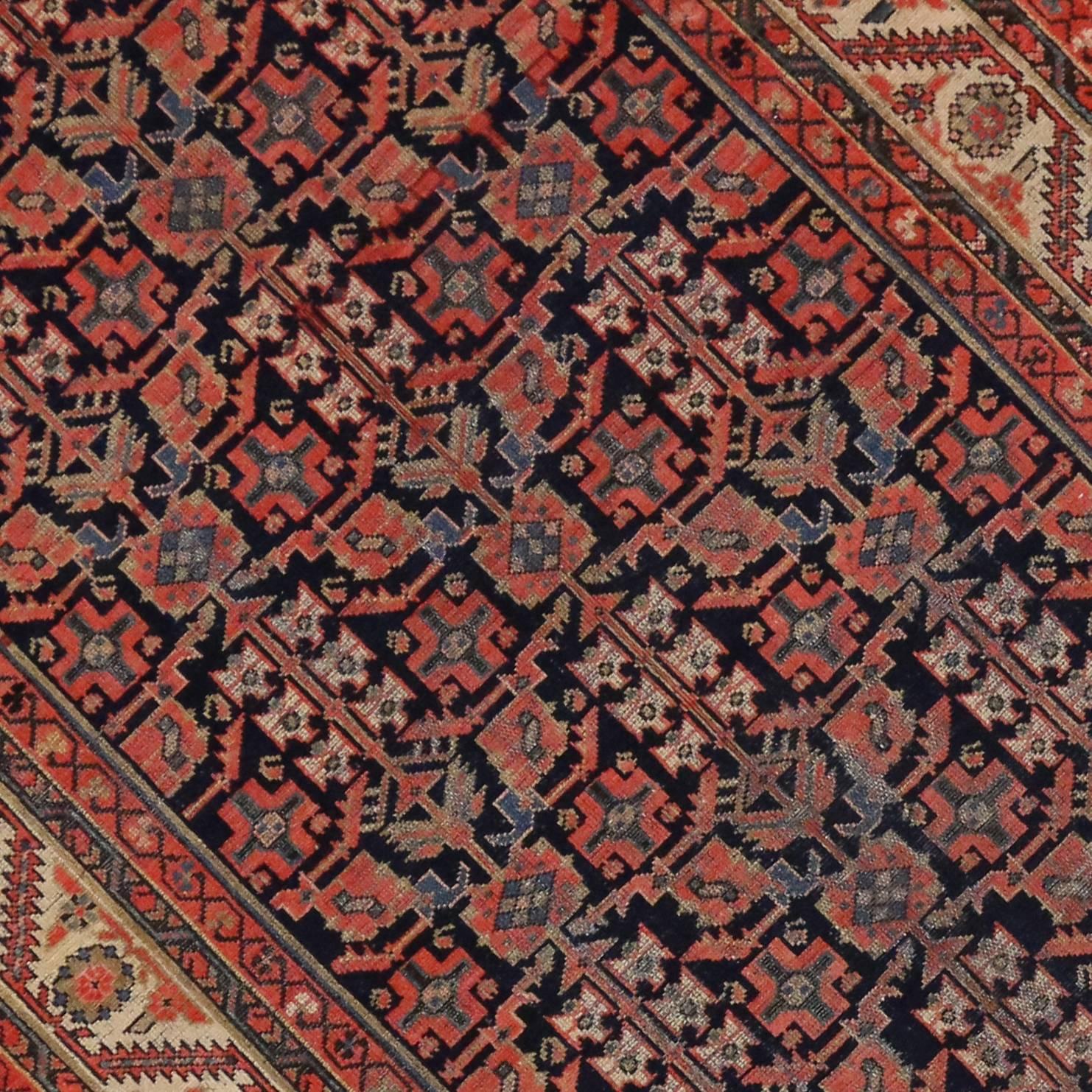 Vintage Persian Malayer Gallery Rug with Guli Hinnai Flower, Wide Hallway Runner For Sale 1