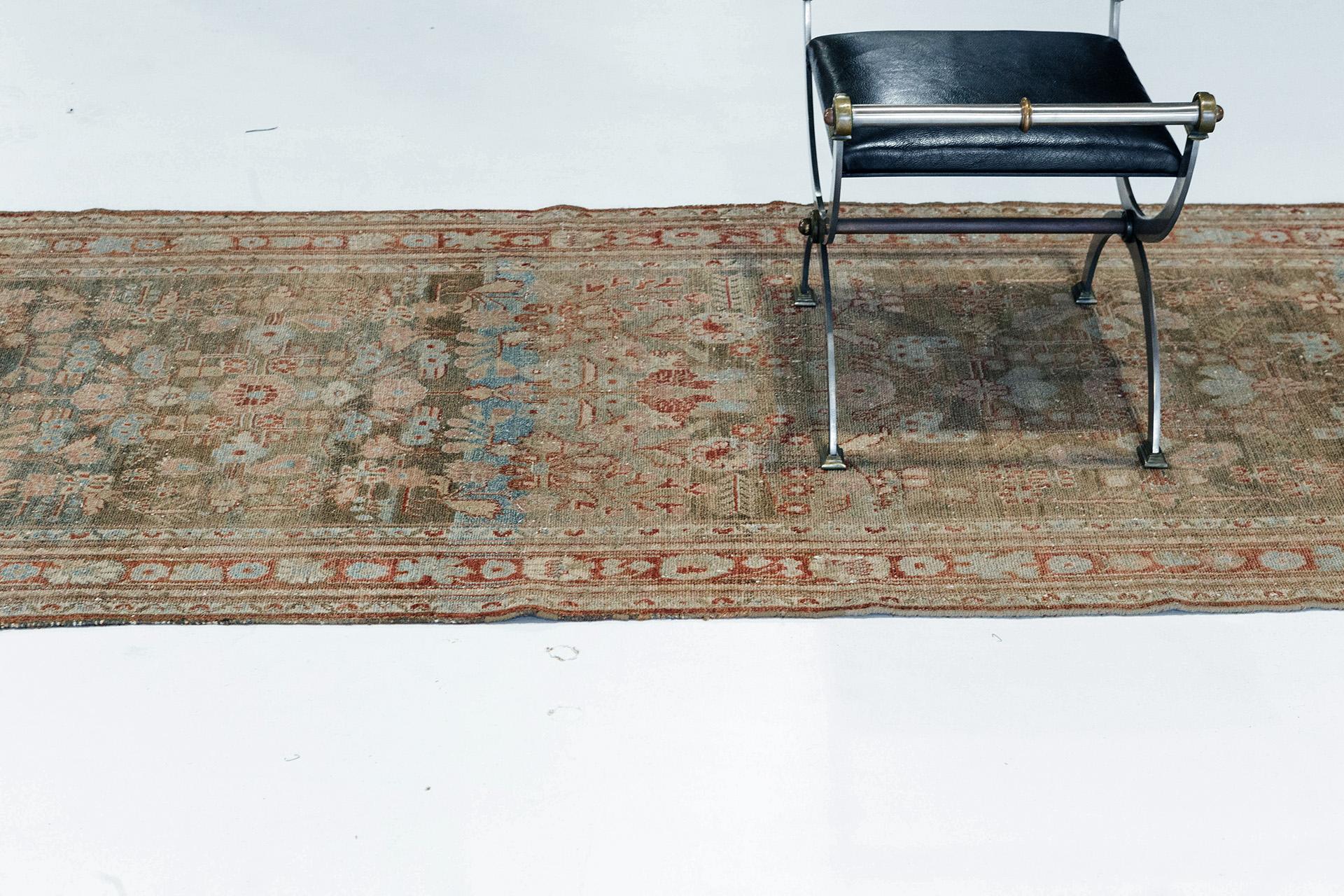 Noué à la main Tapis de couloir persan Malayer vintage en vente