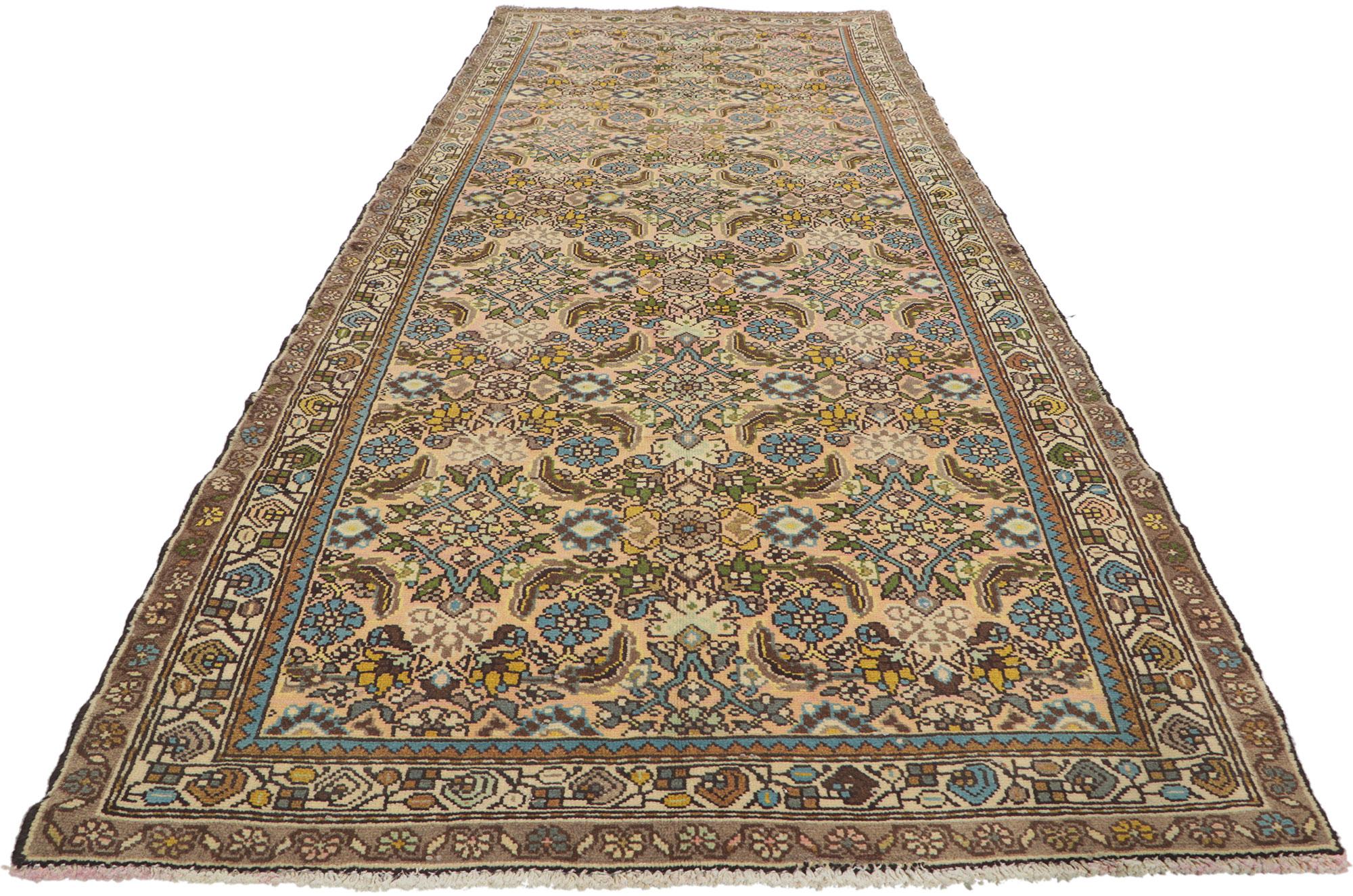 Hand-Knotted Vintage Persian Malayer Runner For Sale