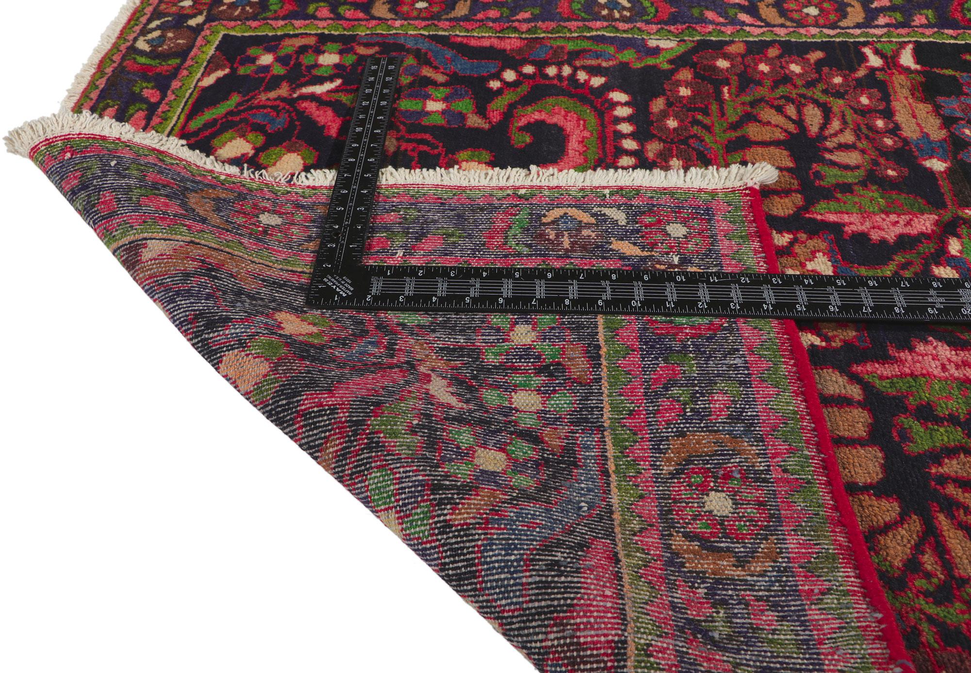 20th Century Vintage Persian Malayer Rug, Timeless Elegance Meets Whimsical Sophistication For Sale