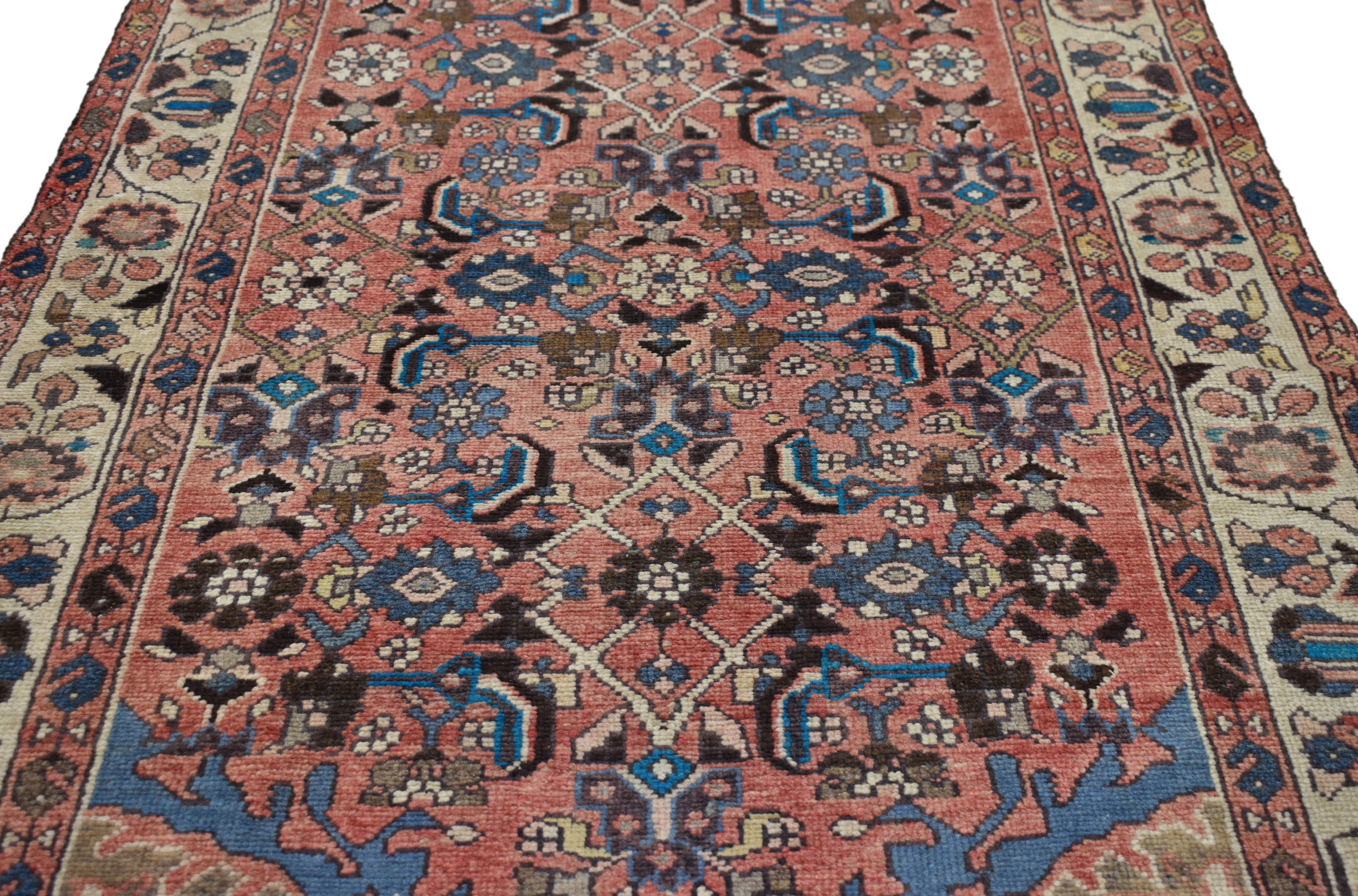 Arts and Crafts Vintage Persian Malayer Runner, Hallway Runner