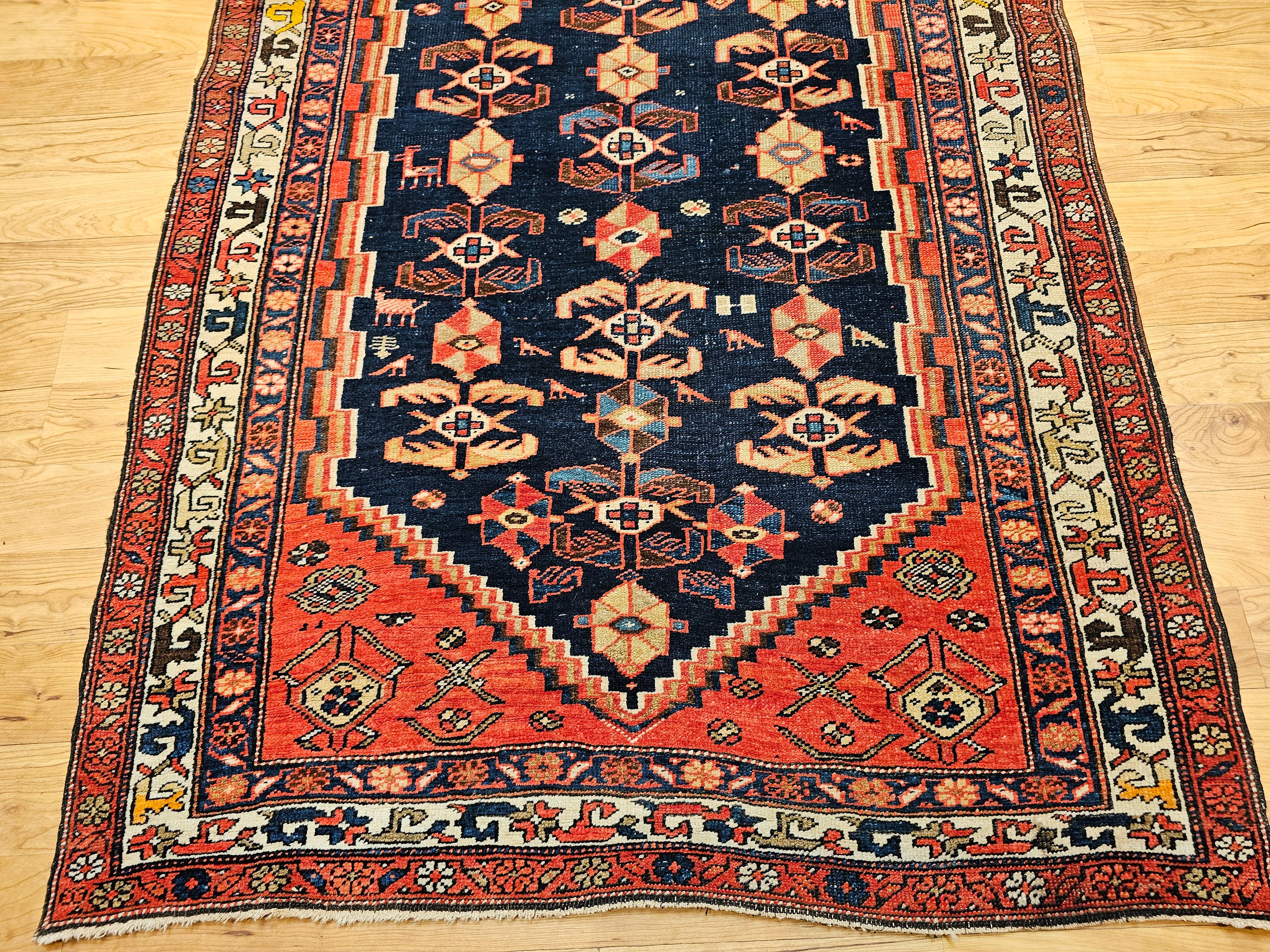 Laine Tapis de couloir persan Malayer large à motif sur toute sa surface en vente