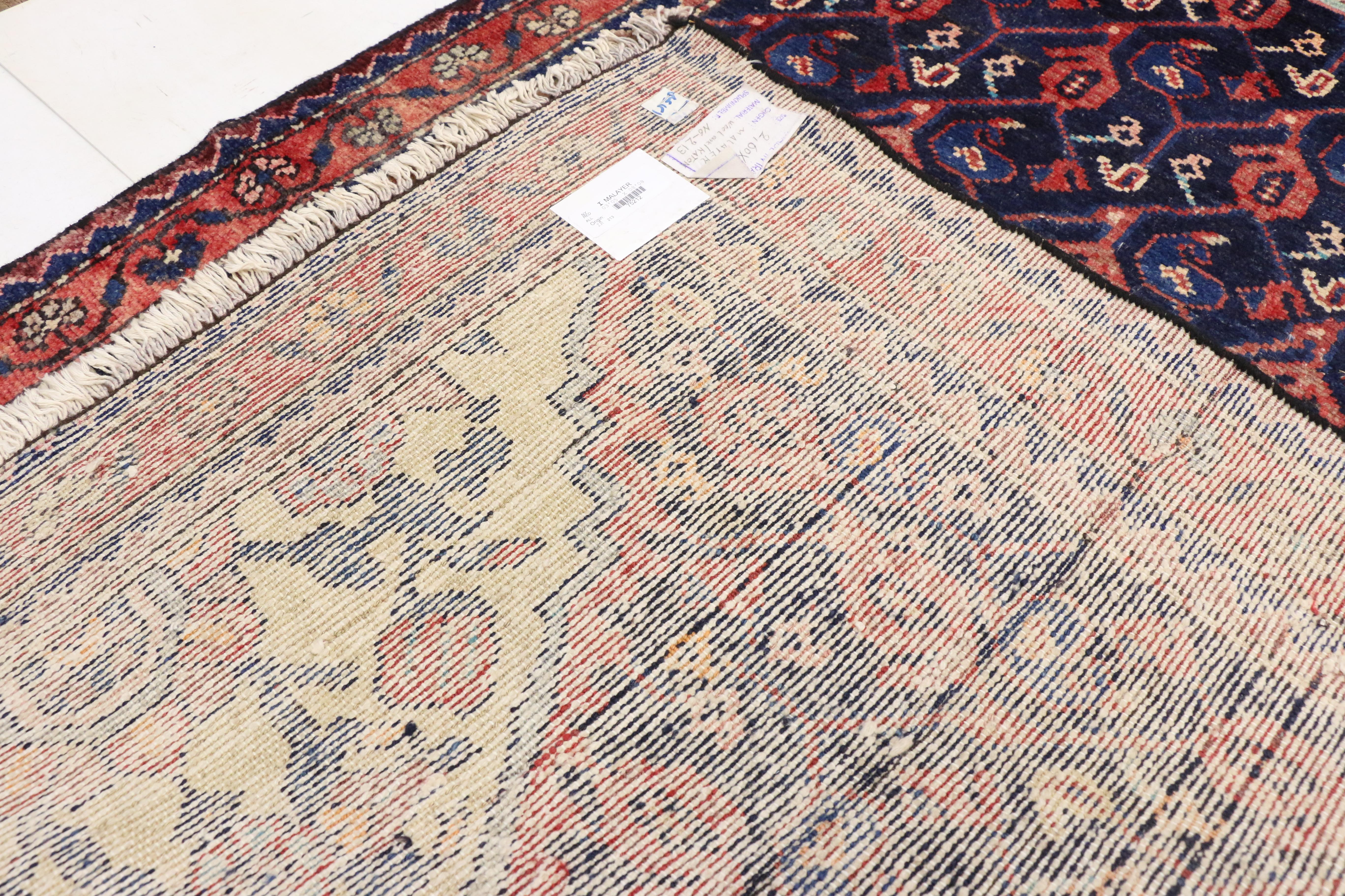Vintage Persian Malayer Runner, Persian Hallway Runner In Good Condition In Dallas, TX