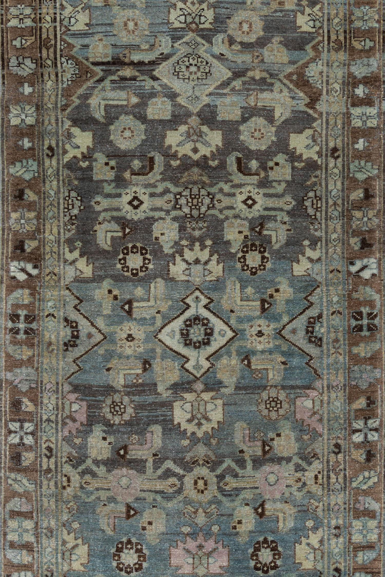 Hand-Knotted Vintage Persian Malayer Runner Rug For Sale