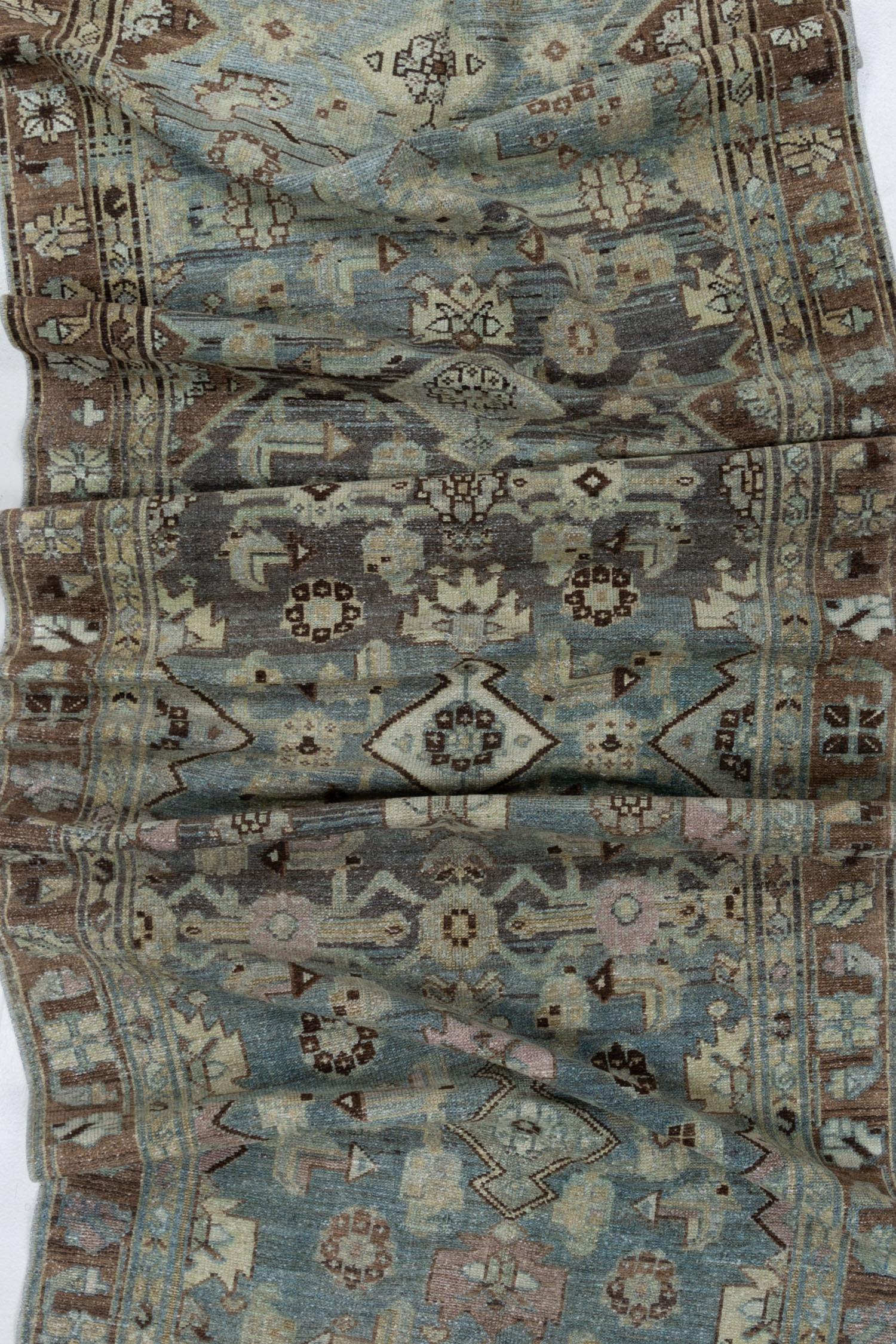 Vintage Persian Malayer Runner Rug In Fair Condition For Sale In West Palm Beach, FL