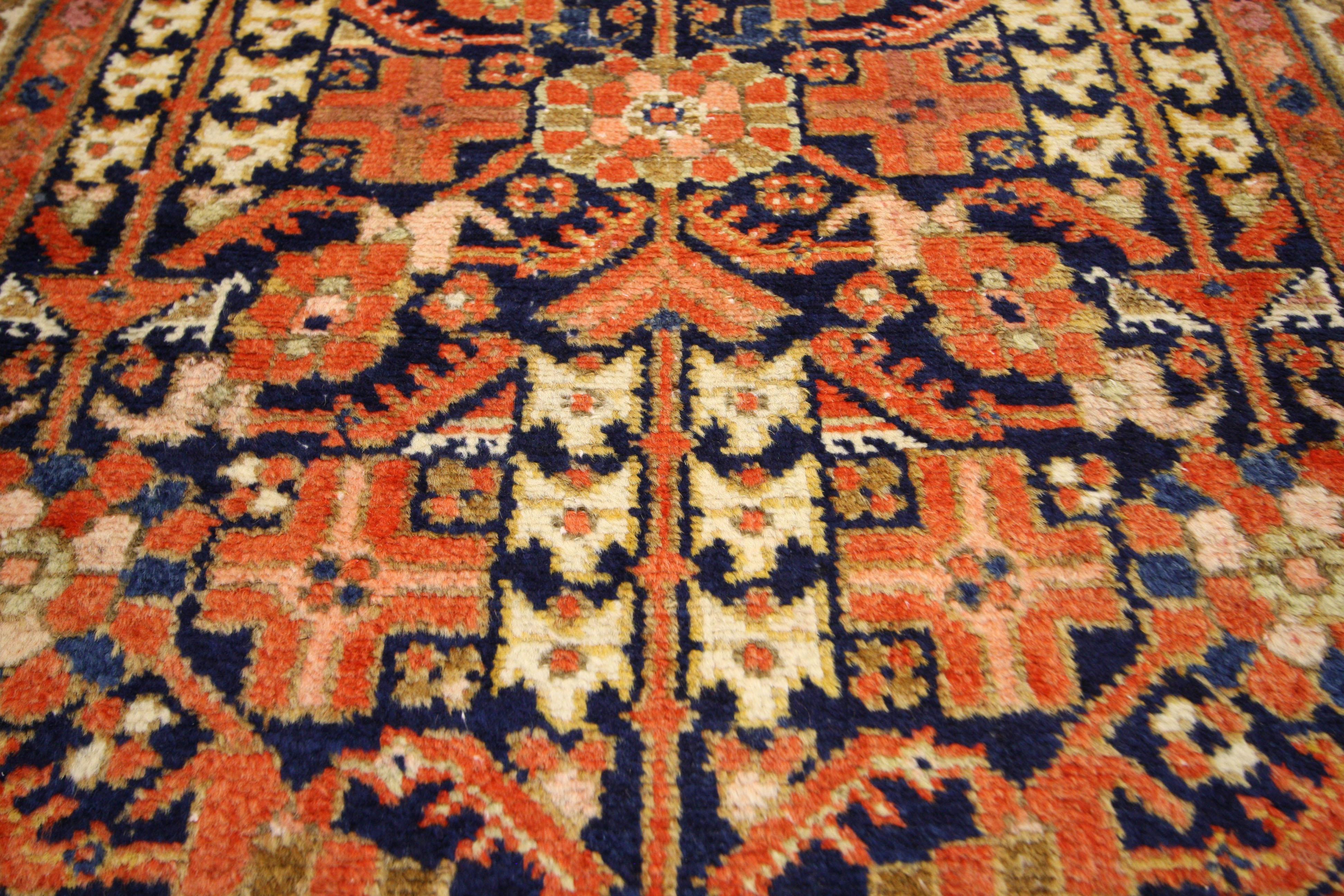 60232 Vintage Persian Malayer Runner with Guli Hinnai Flower, Modern Hallway Runner. Full of character and stately presence, this vintage Persian Malayer runner showcases an intrinsic geometric pattern highlighting the infamous Guli Henna which is