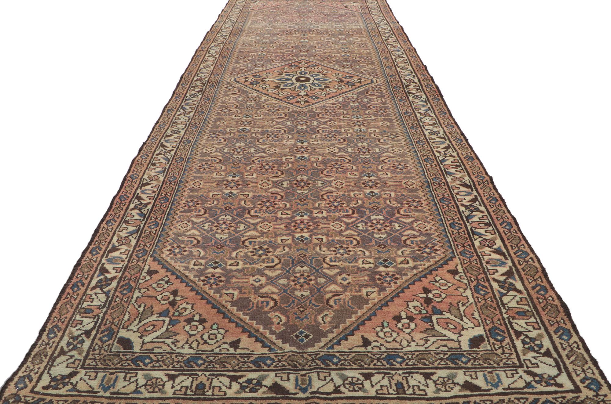 Vintage Persian Malayer Runner with Herati Design In Good Condition For Sale In Dallas, TX