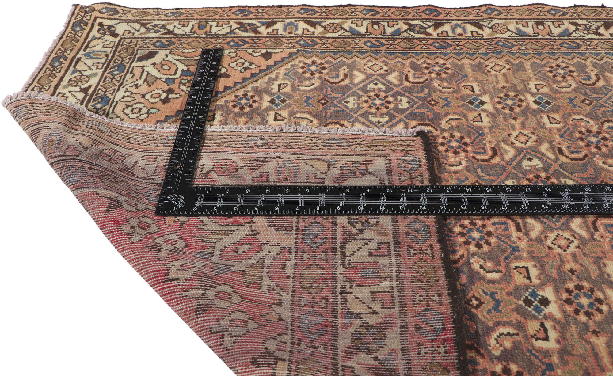 Wool Vintage Persian Malayer Runner with Herati Design For Sale