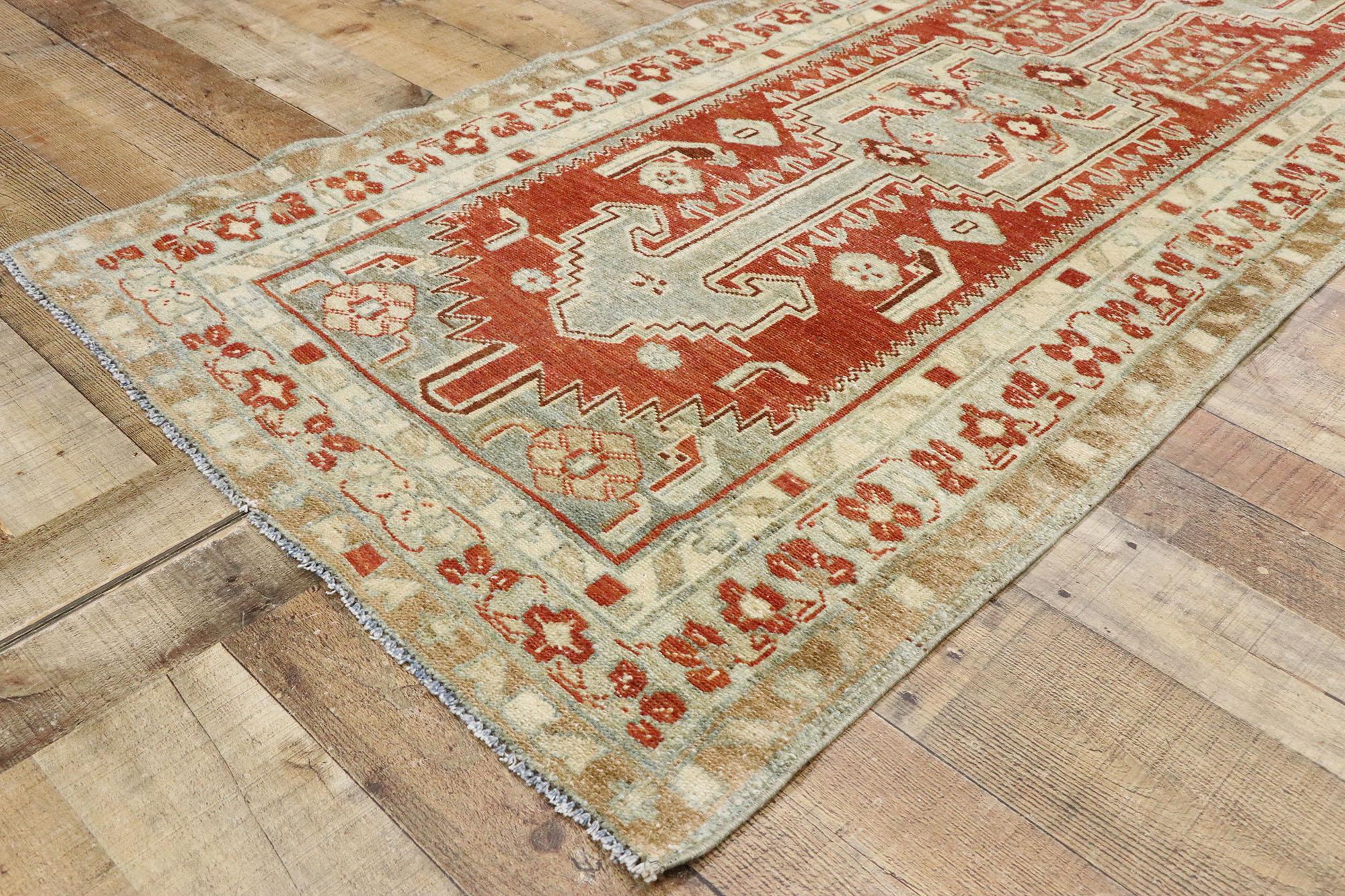 Wool Vintage Persian Malayer Runner with Modern Rustic Artisan Tribal Style For Sale
