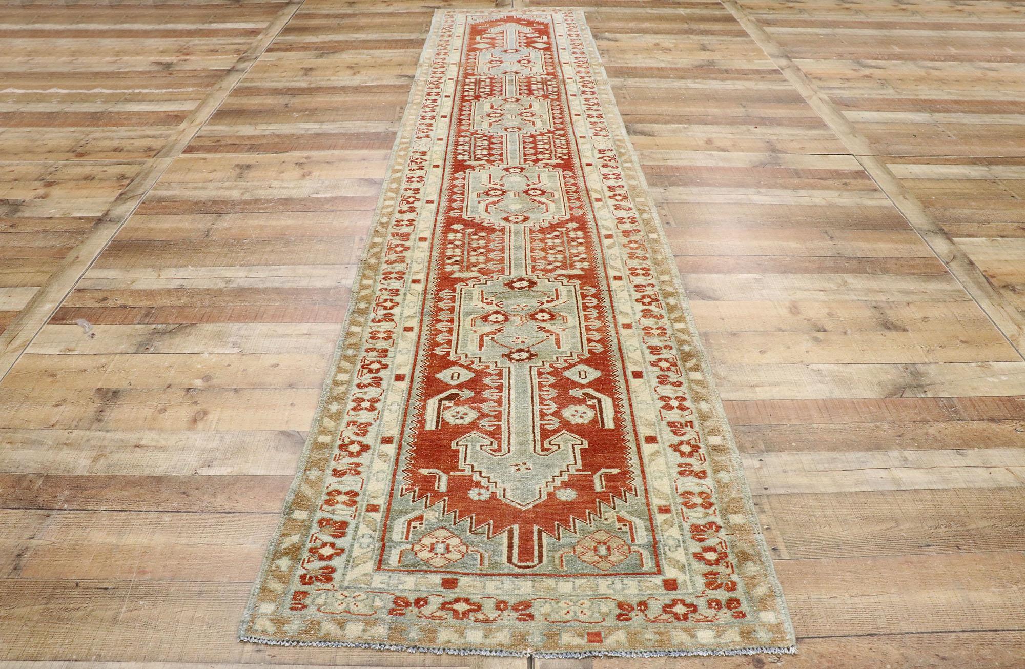 Vintage Persian Malayer Runner with Modern Rustic Artisan Tribal Style For Sale 1