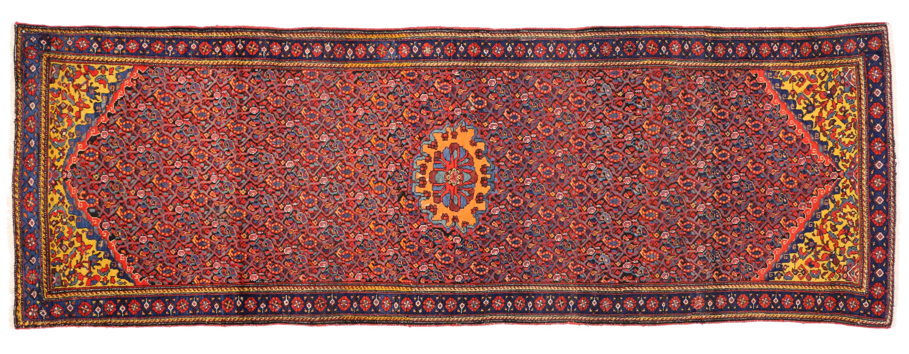 Vintage Persian Malayer Runner with Traditional Style, Hallway Runner For Sale 4