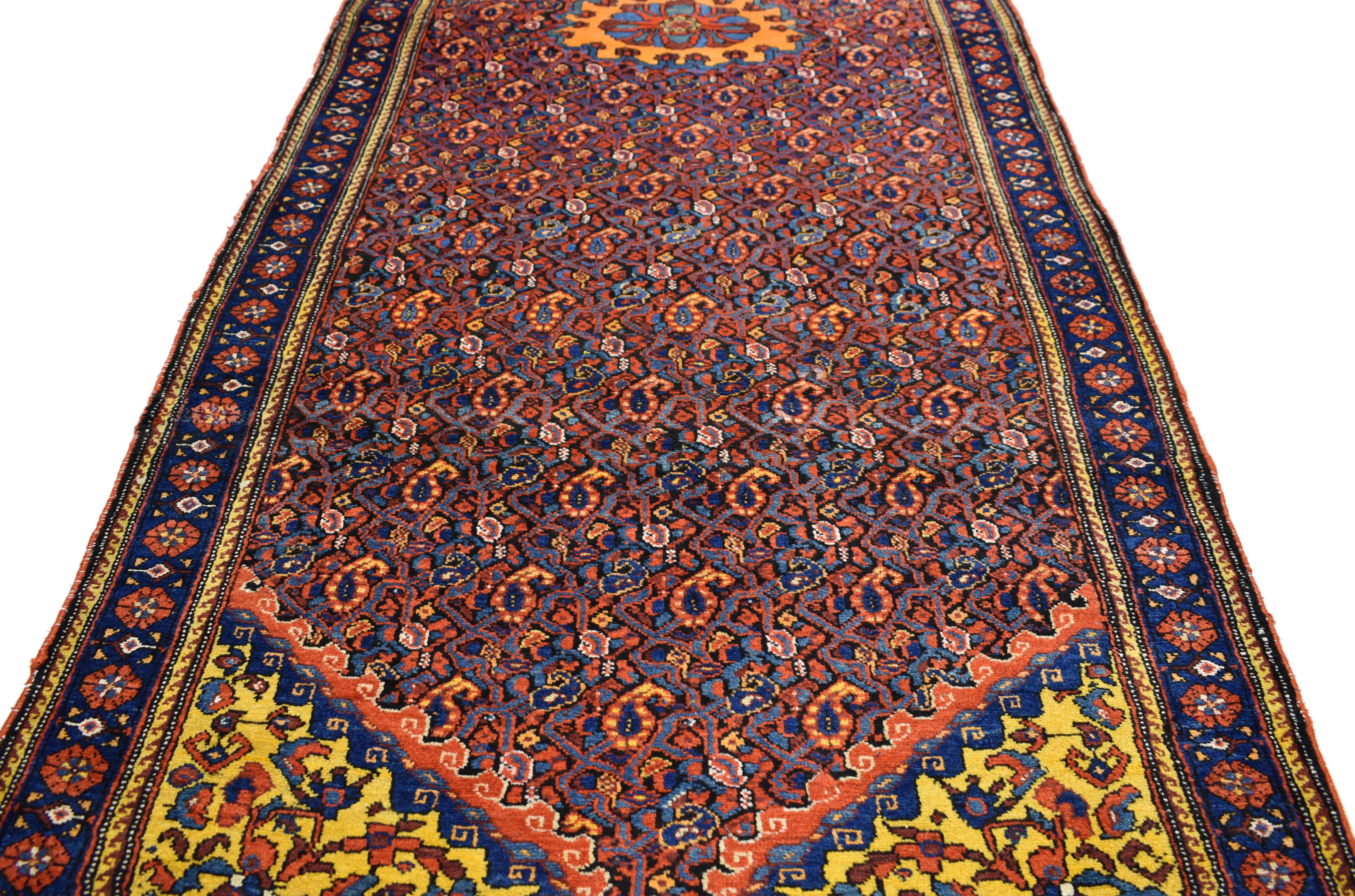 Hand-Knotted Vintage Persian Malayer Runner with Traditional Style, Hallway Runner For Sale