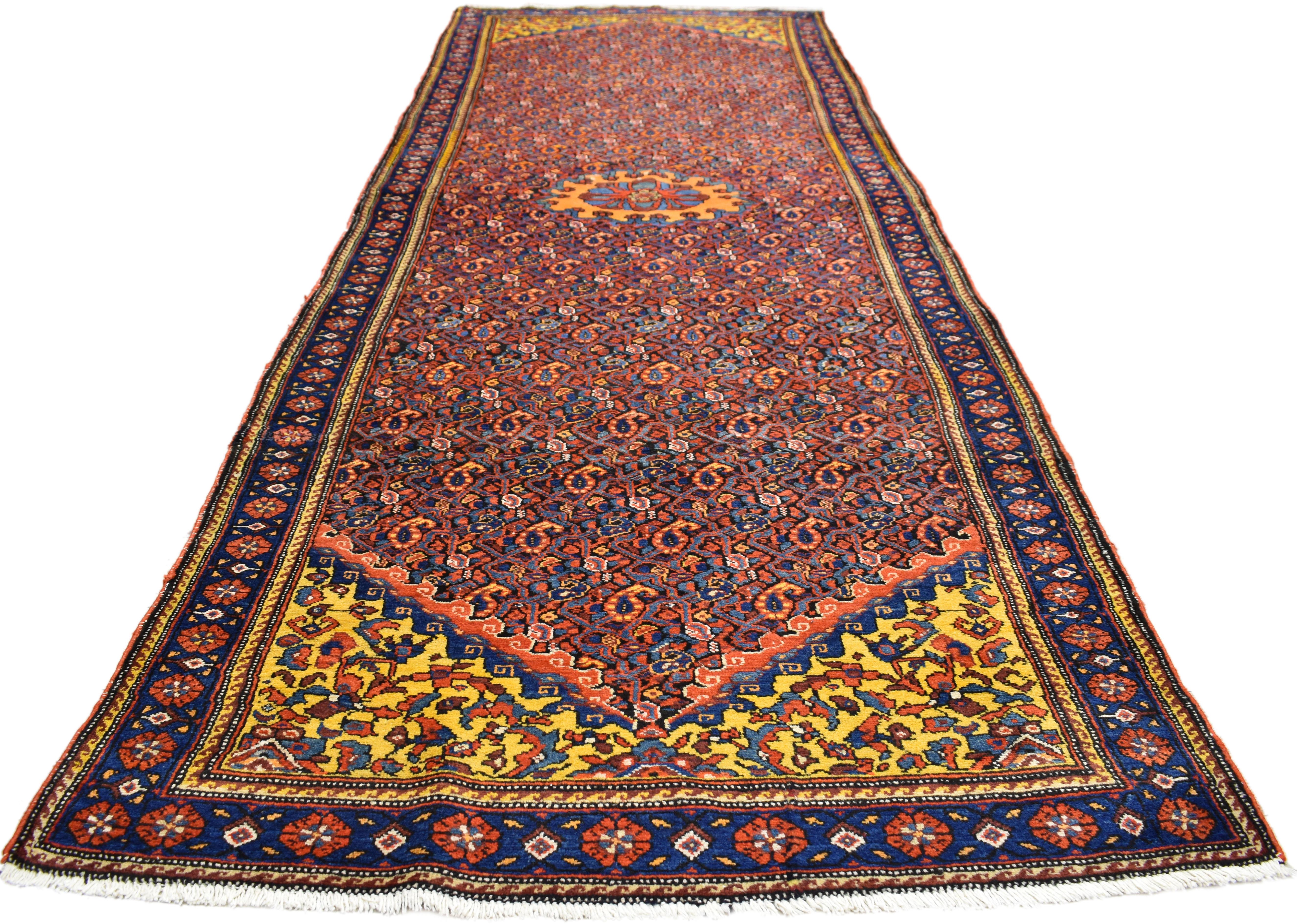 20th Century Vintage Persian Malayer Runner with Traditional Style, Hallway Runner For Sale