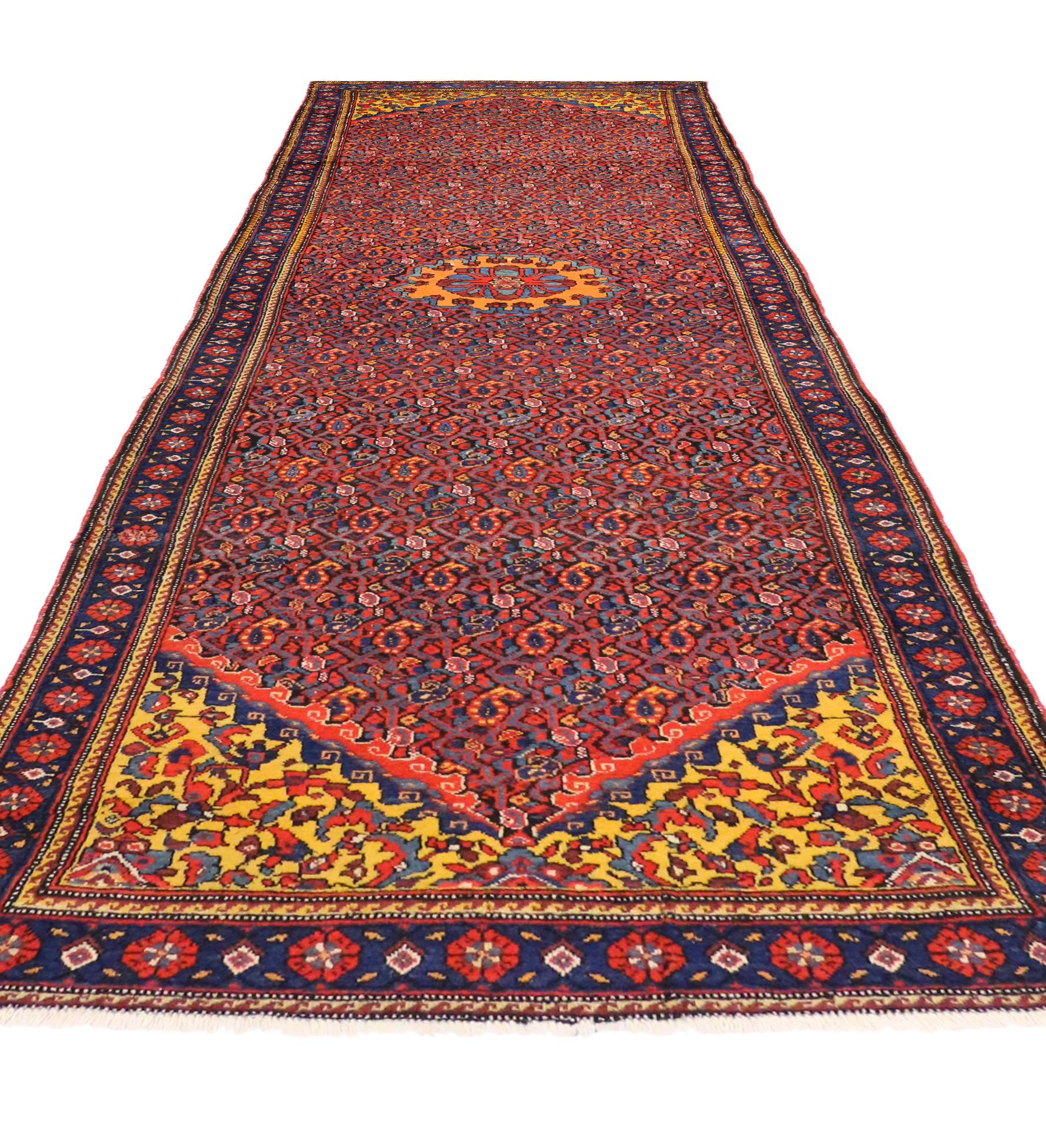 Vintage Persian Malayer Runner with Traditional Style, Hallway Runner For Sale 2