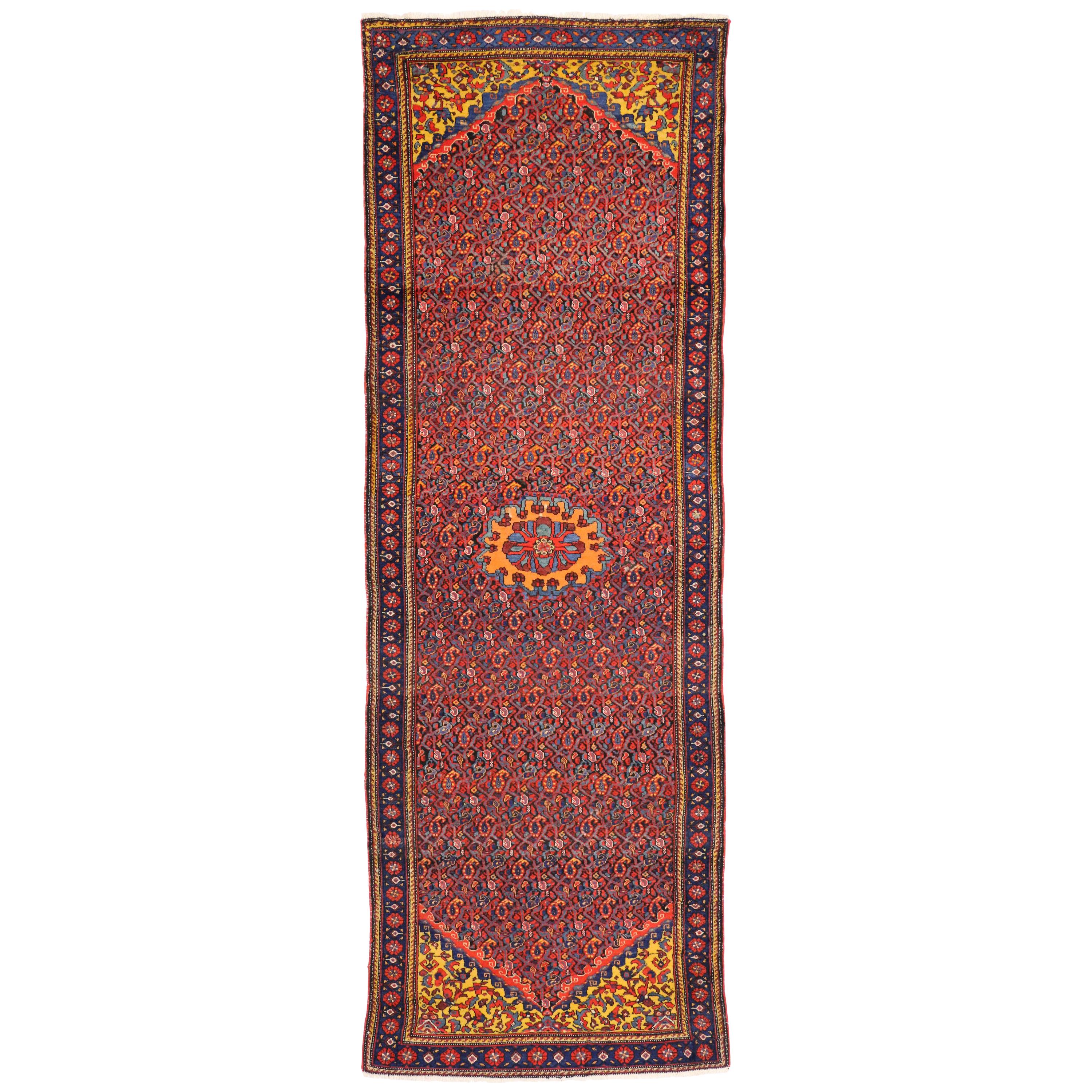 Vintage Persian Malayer Runner with Traditional Style, Hallway Runner For Sale