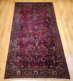 Vintage Persian "Manchester" Kashan Rug in All-Over Floral Pattern in Burgundy