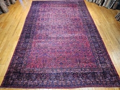 Vintage Persian Manchester Kashan in All Over Vase Pattern in Red, Green, Blue