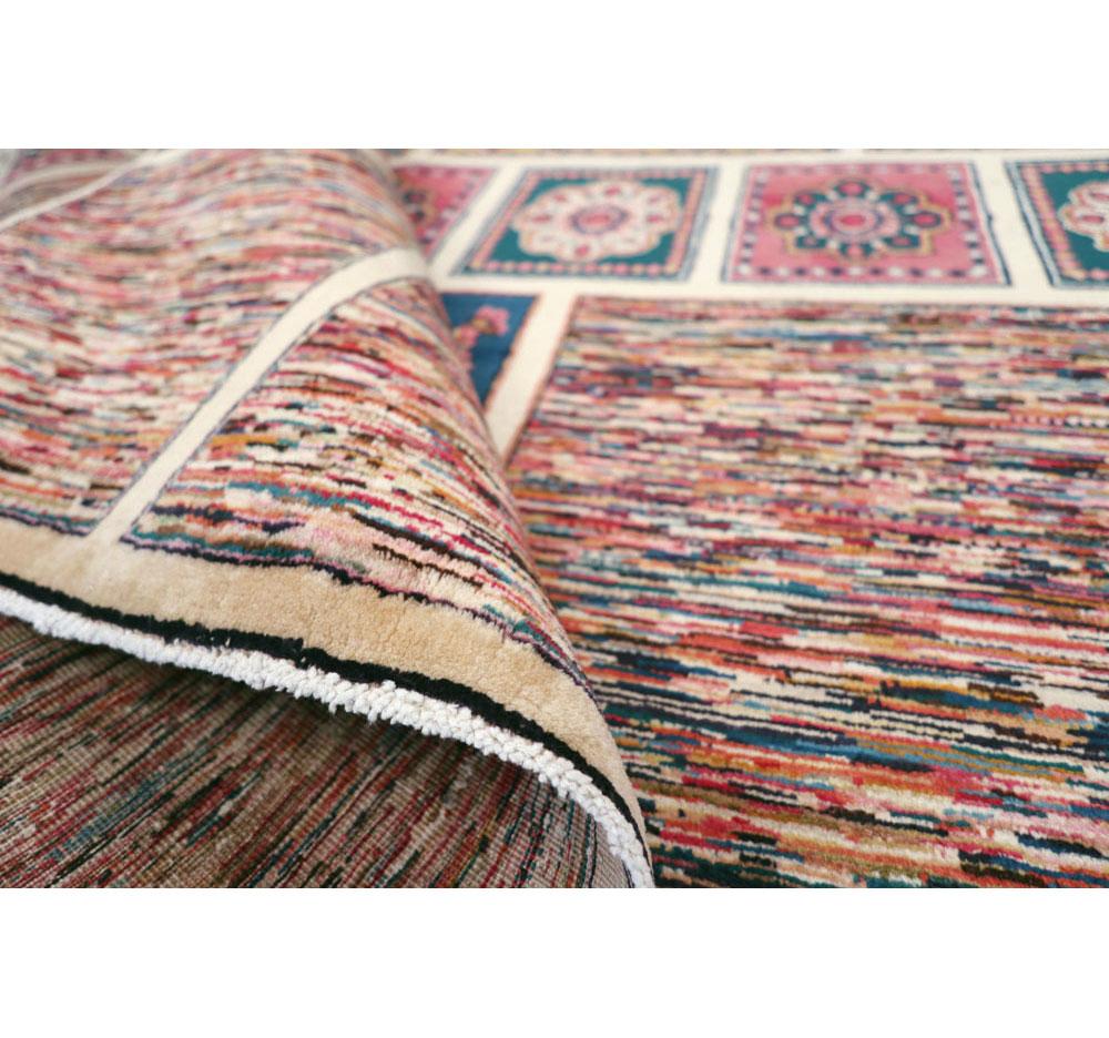 Vintage Persian Mashad Accent Rug For Sale 3