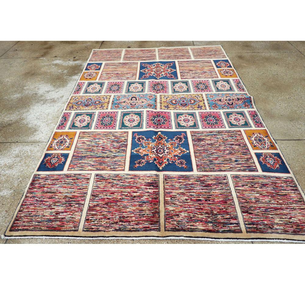 Vintage Persian Mashad Accent Rug In Excellent Condition For Sale In New York, NY