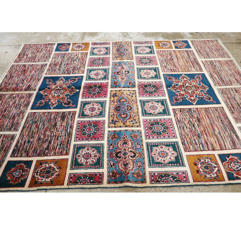 Vintage Persian Mashad Accent Rug For Sale 1