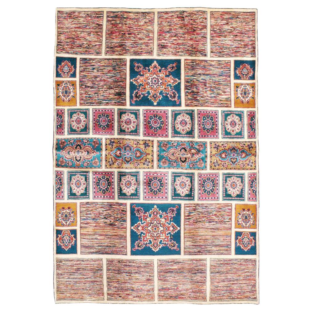 Vintage Persian Mashad Accent Rug For Sale