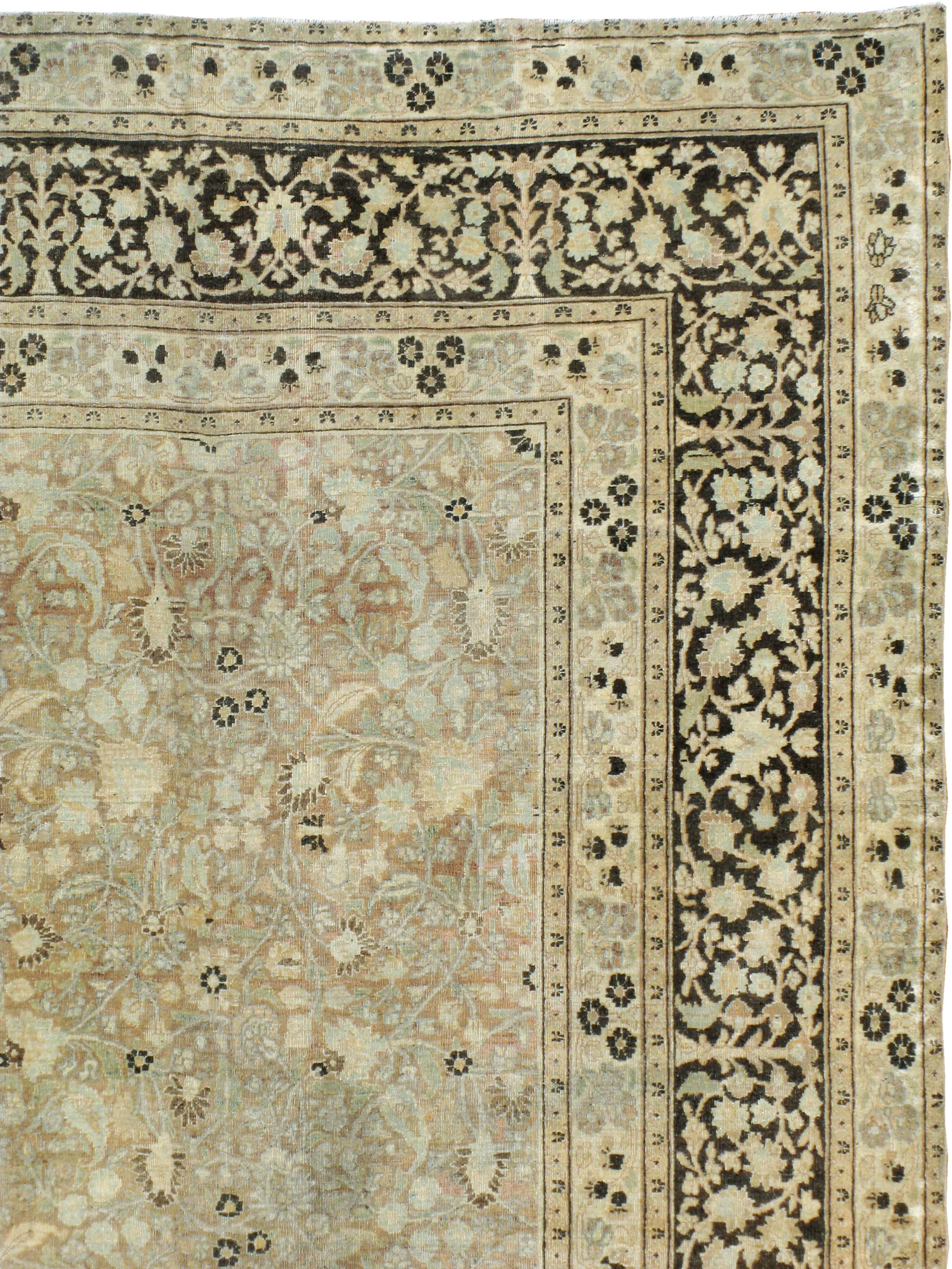 Persischer Mashad-Teppich im Vintage-Stil (Handgeknüpft) im Angebot