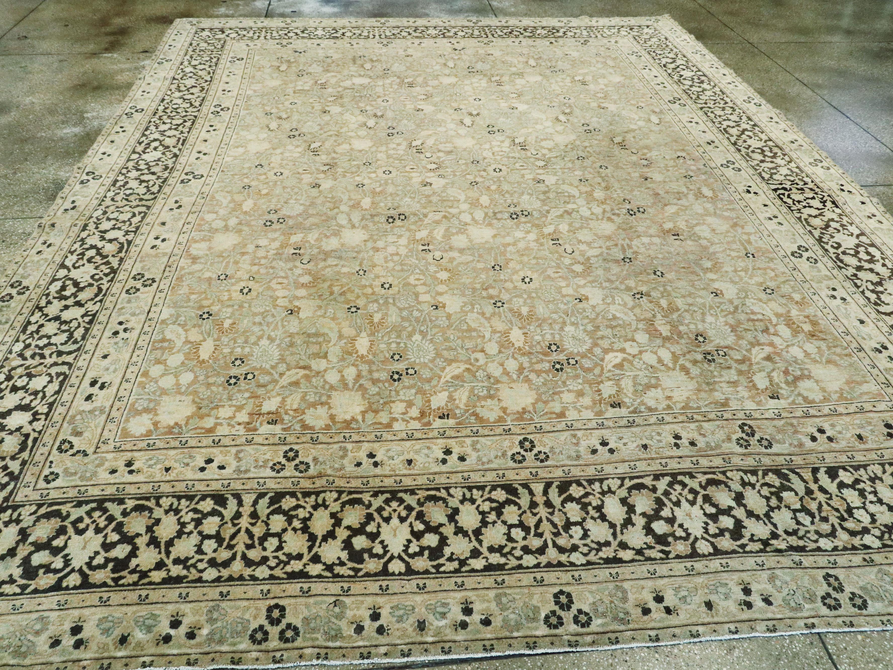 Hand-Knotted Vintage Persian Mashad Carpet For Sale