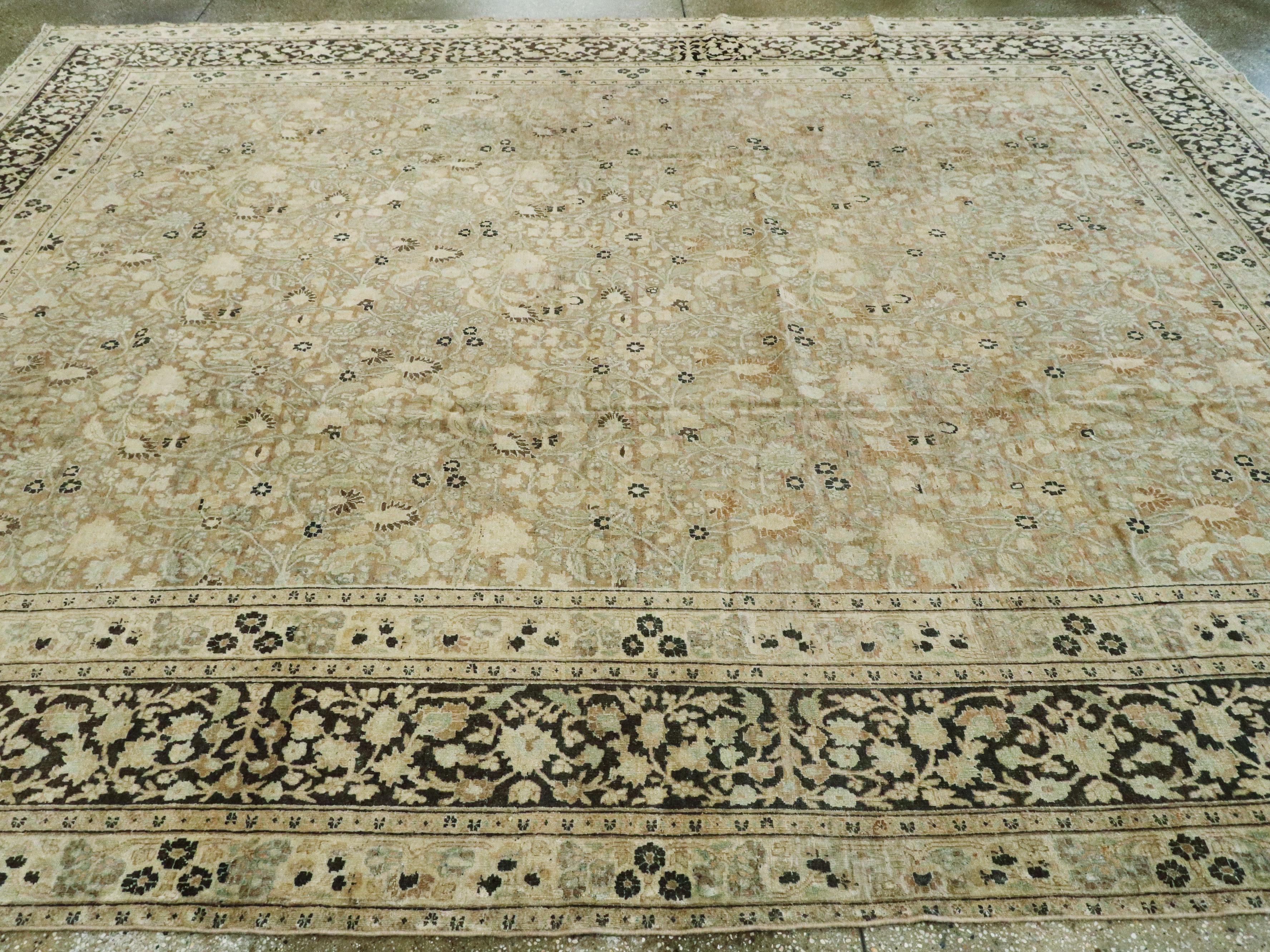 Wool Vintage Persian Mashad Carpet For Sale