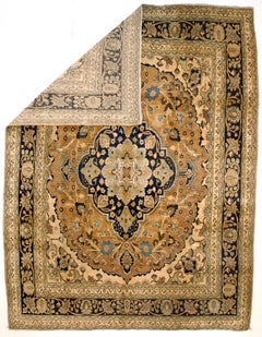 Vintage Persian Mashad Rug, Wool & Cotton, Medallion Design, 1930