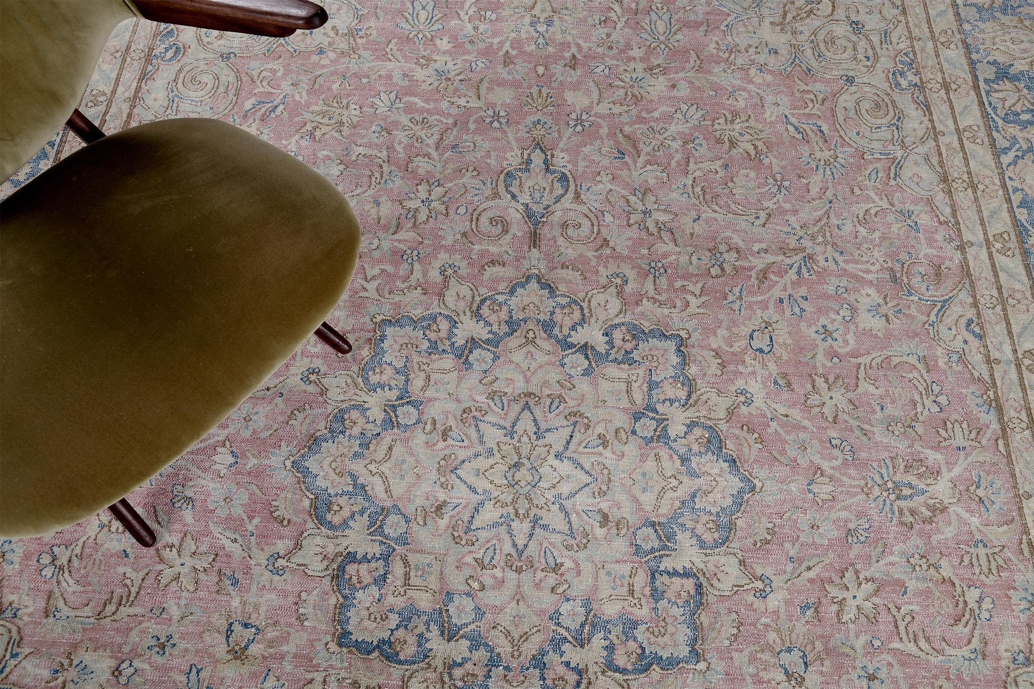Vintage Persian Mashad Rug For Sale 4