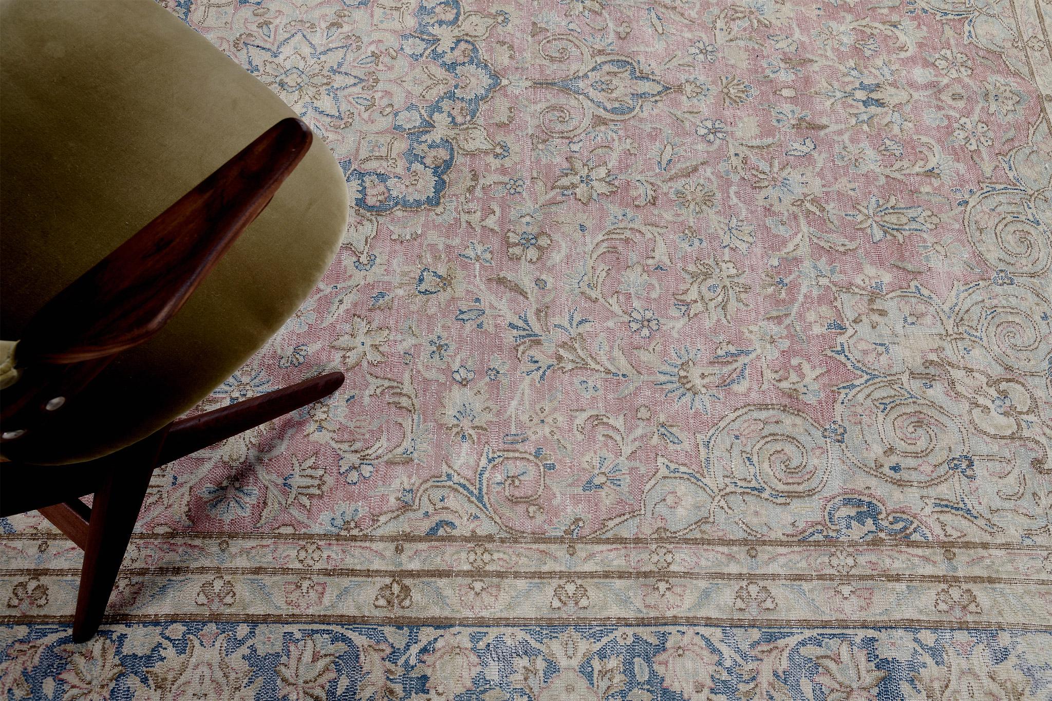 Vintage Persian Mashad Rug For Sale 5