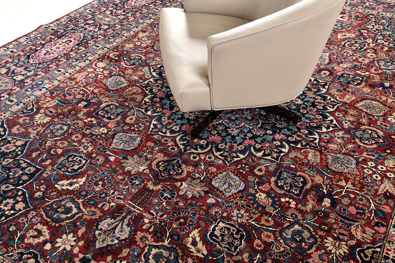 Persischer Mashad-Teppich, Vintage (Handgeknüpft) im Angebot